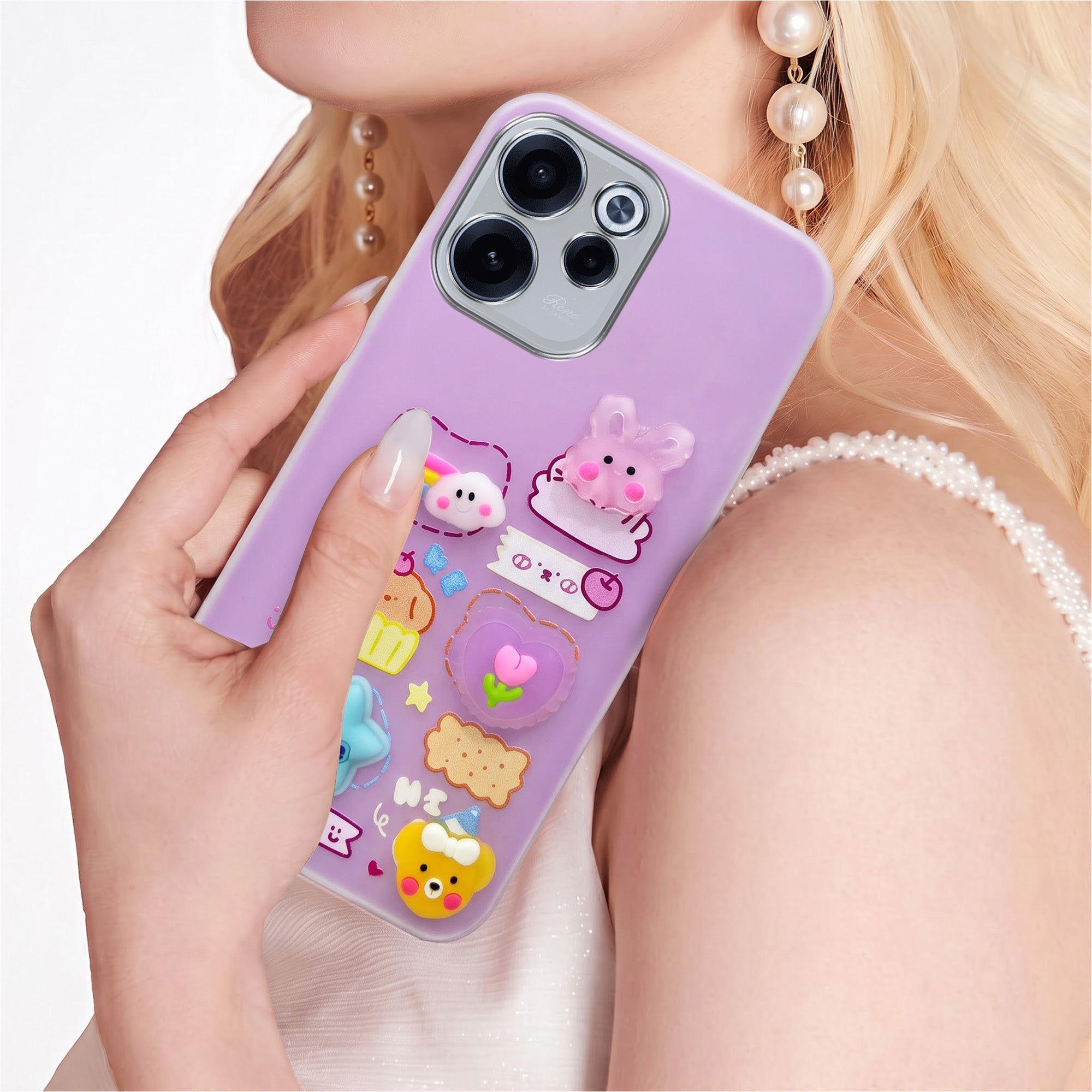 For Oppo Reno 15c Back Cover Case (3D Cute Cartoons | Hard Back Side Soft | Matte Premium Finish | HD Printing)