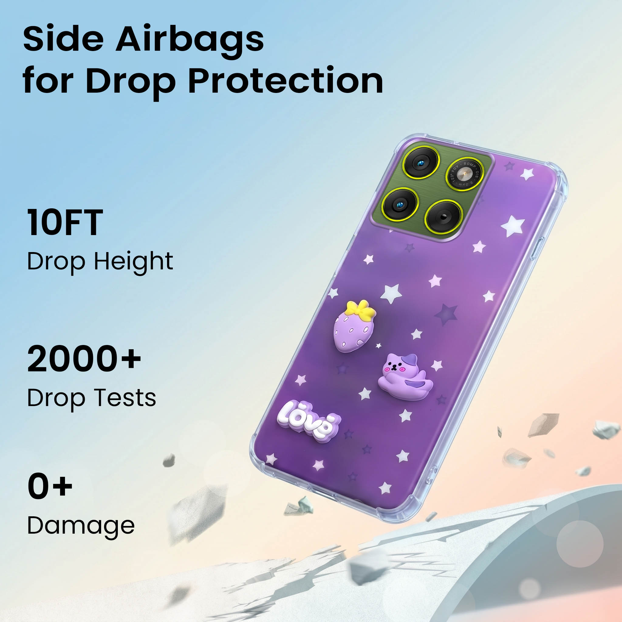 For Motorola Moto Edge 70 Back Cover Case (3D Cute Cartoons | Hard Back Side Soft | Matte Premium Finish | HD Printing)