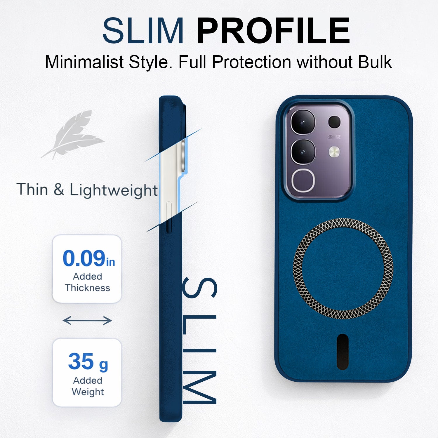 For Vivo T4x | Vivo Y31 Pro Back Cover Case Leather Finish (MagSafe Compatible Wireless Charging | Soft Touch | Camera Bump Protection)