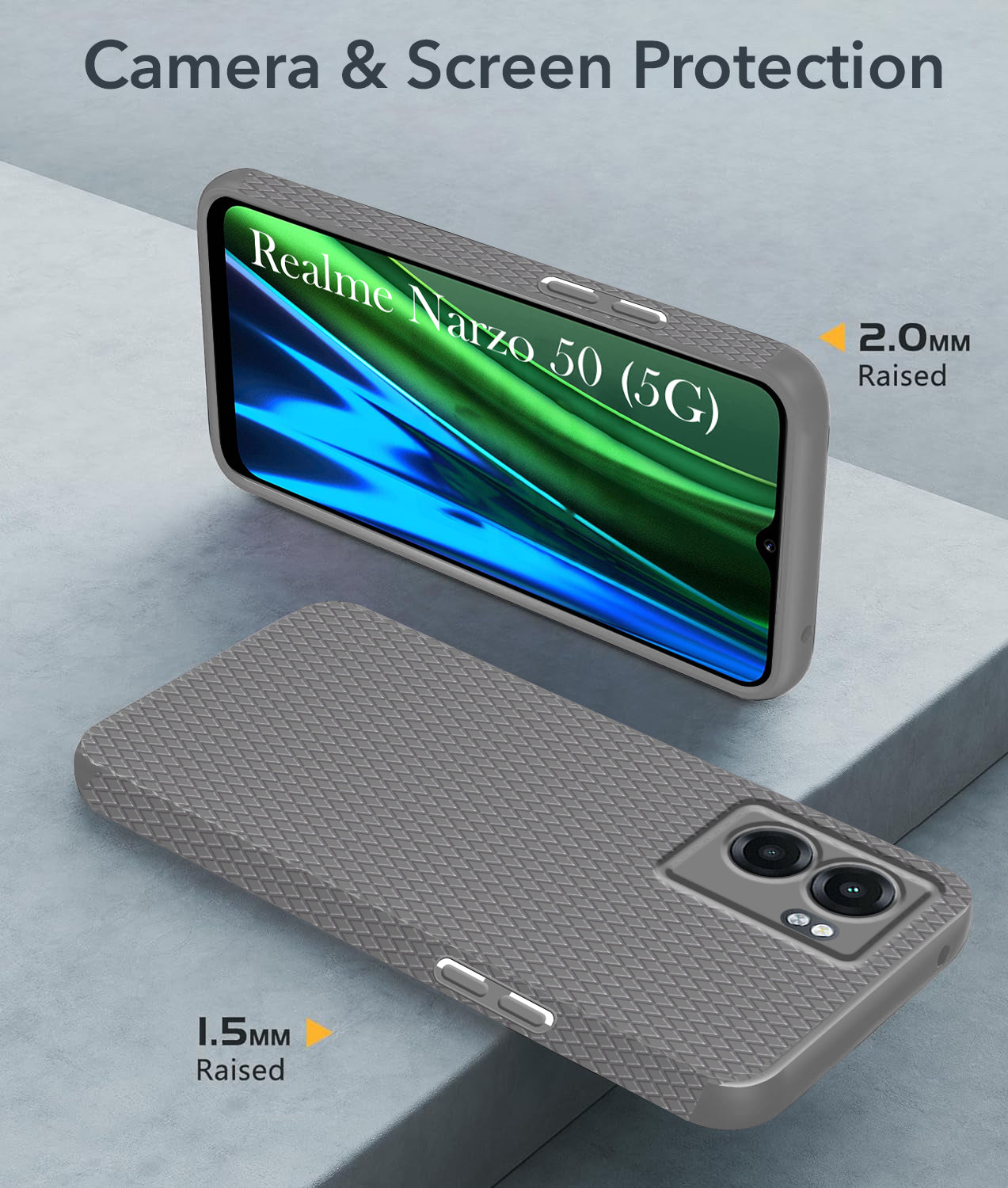 For Realme Narzo 50 5G Back Cover Case  (Liquid Silicone | Side Grip | Camera Protection)