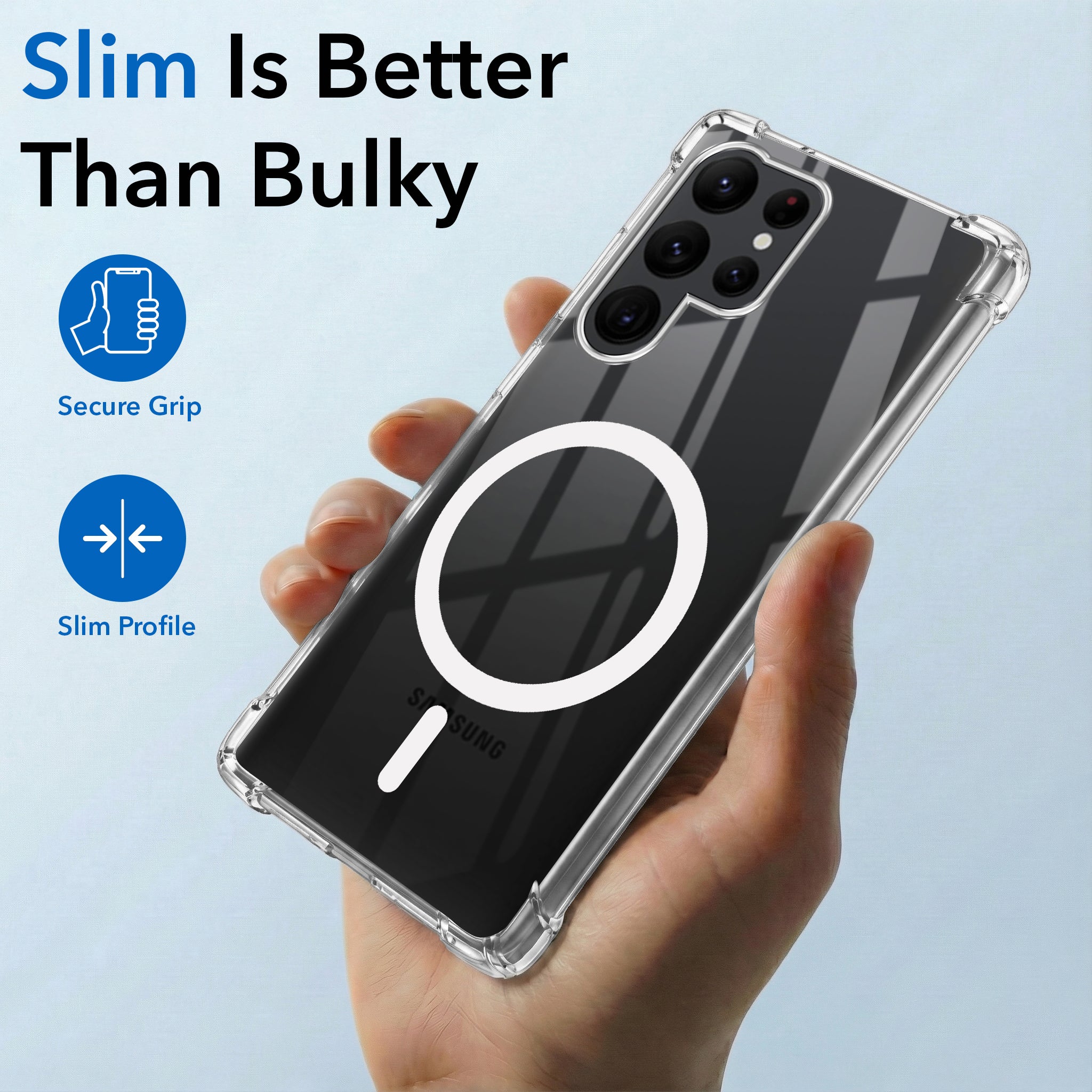 For Samsung Galaxy S22 Ultra 5G Back Cover Shockproof Crystal-Clear (Magsafe Wireless Support | Drop & Camera Protection | Hard Polycarbonate)