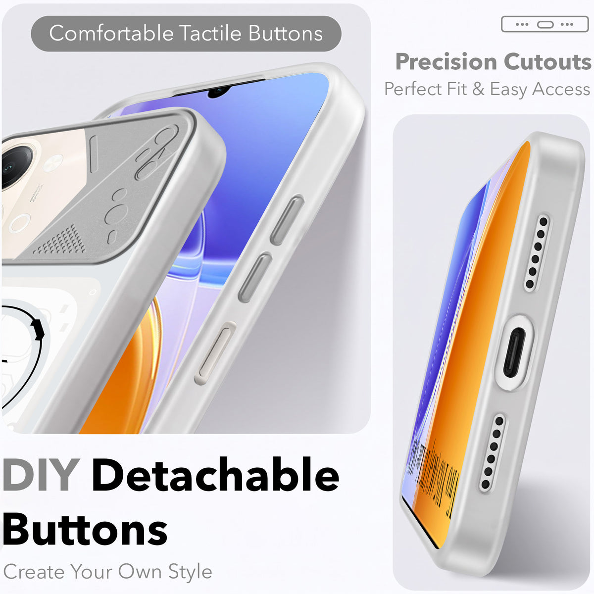 For Vivo Y05 4G | Vivo T5 Lite 5G Metallic Back Cover Case (Metallic Camera Protection & Buttons | Translucent Milky Shade | Hard Polycarbonate)