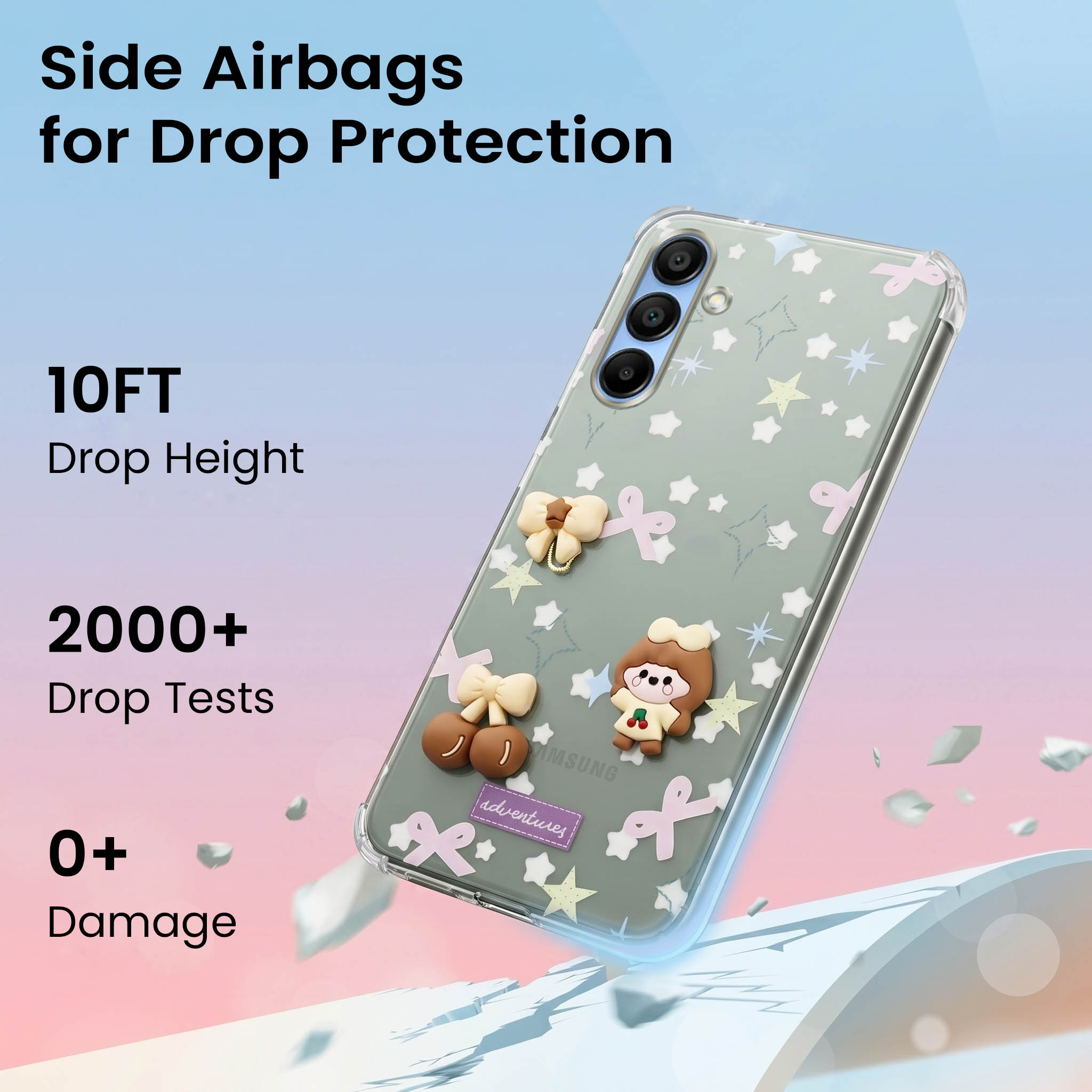 For Samsung Galaxy A15 5G Back Cover Case (3D Cute Cartoons | Hard Back Side Soft | Matte Premium Finish | HD Printing)