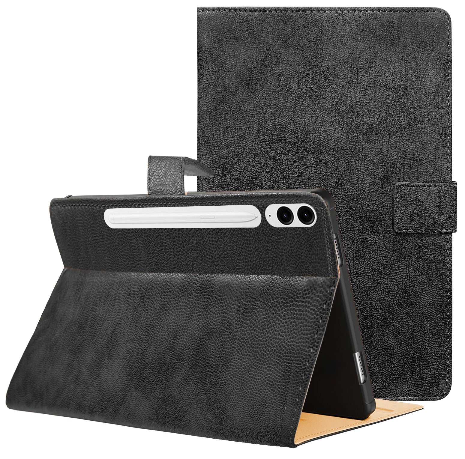 For Samsung Galaxy Tab S9 FE Plus 12.4 Inch SM-X610/X616B Flip Cover Folio Cover (PU Leather | Multi-Angle Smart Stand | Card Storage Slots | Silicone Back Pouch)