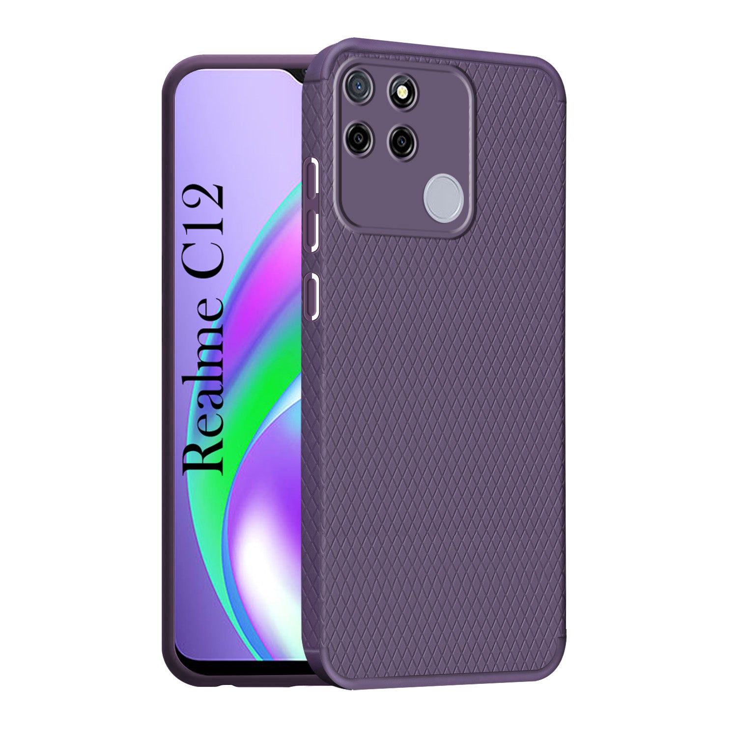 For Realme C12 Back Cover Case Liquid Silicone (Camera Protection | Side Grip Texture | Soft and Flexible)