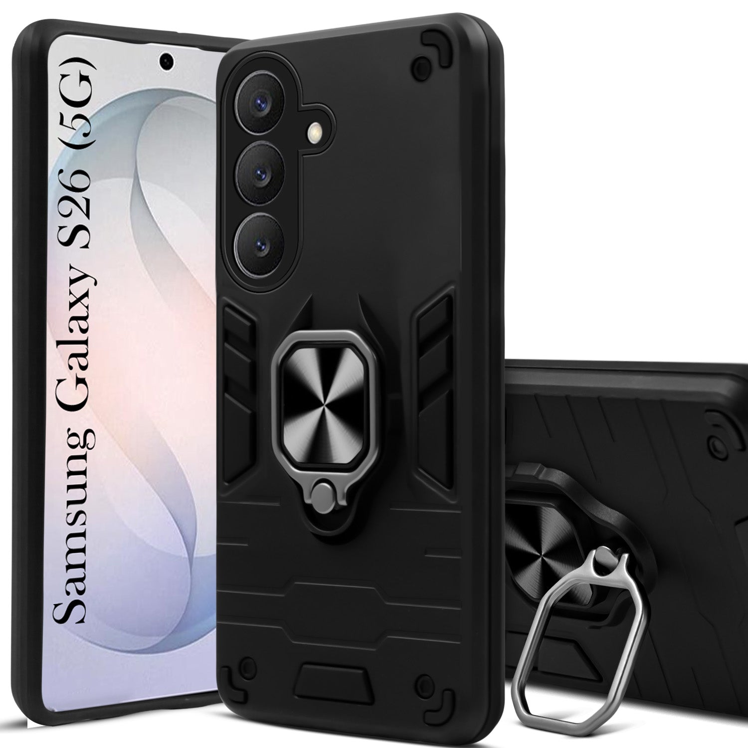 For Samsung Galaxy S26 5G Back Cover Case Hybrid Armor (Shockproof Dual Layer Polycarbonate |Ring Holder Kickstand)