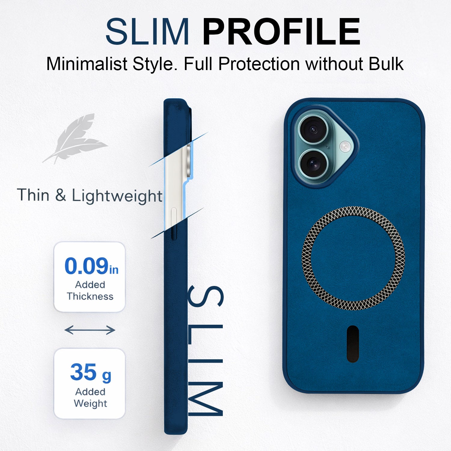 For Apple iPhone 16 Plus Back Cover Case (Sleek Leather Finish | MagSafe Compatible Wireless Charging | Camera Bump Protection)