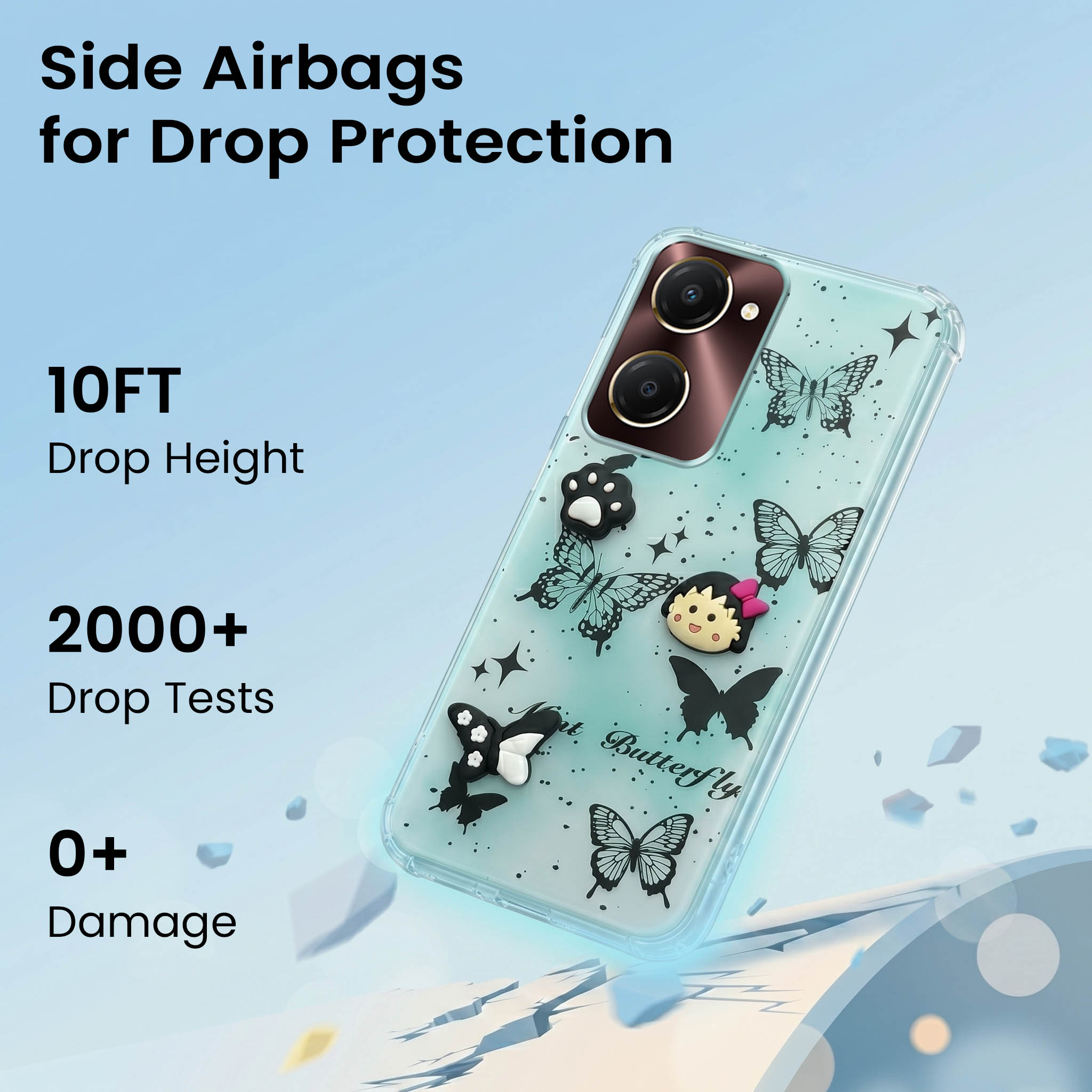For Vivo iQOO Z9 Lite 5G Back Cover Case (3D Cute Cartoons | Hard Back Side Soft | Matte Premium Finish | HD Printing)