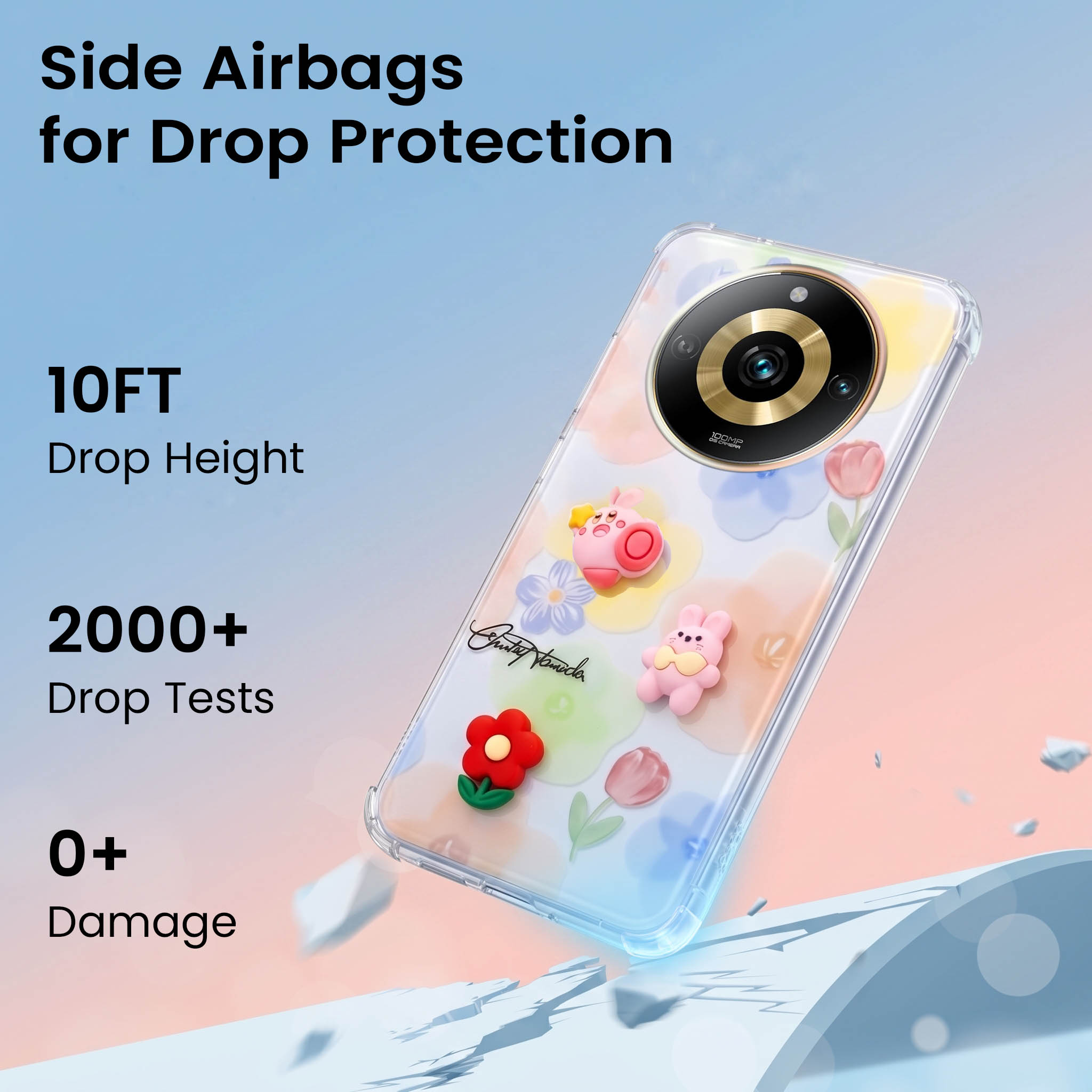 For Realme Narzo 60 Pro Back Cover Case (3D Cute Cartoons | Hard Back Side Soft | Matte Premium Finish | HD Printing)