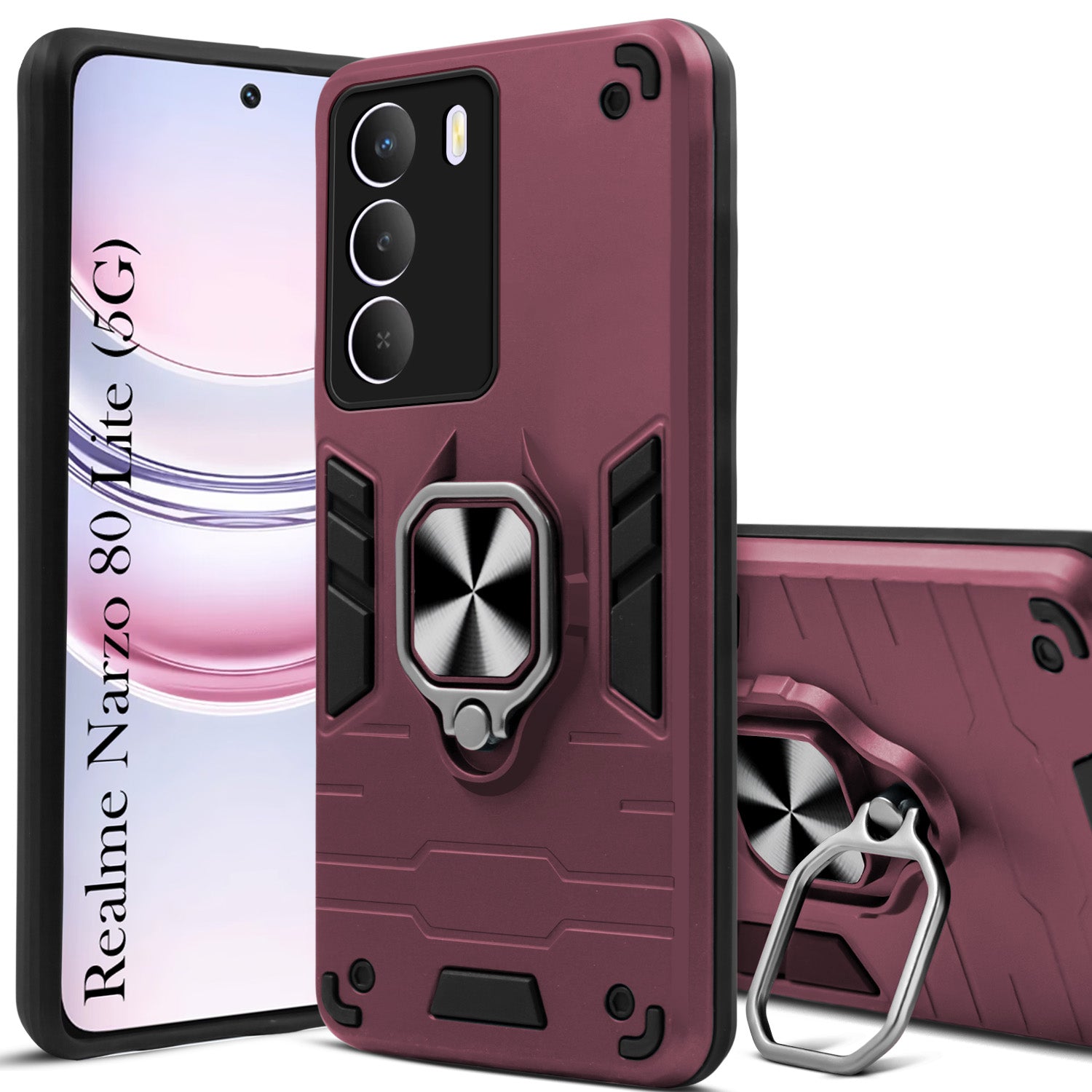 For Realme Narzo 80 Lite 5G Back Cover Case Shockproof Polycarbonate Dual Layer Hybrid Armor)