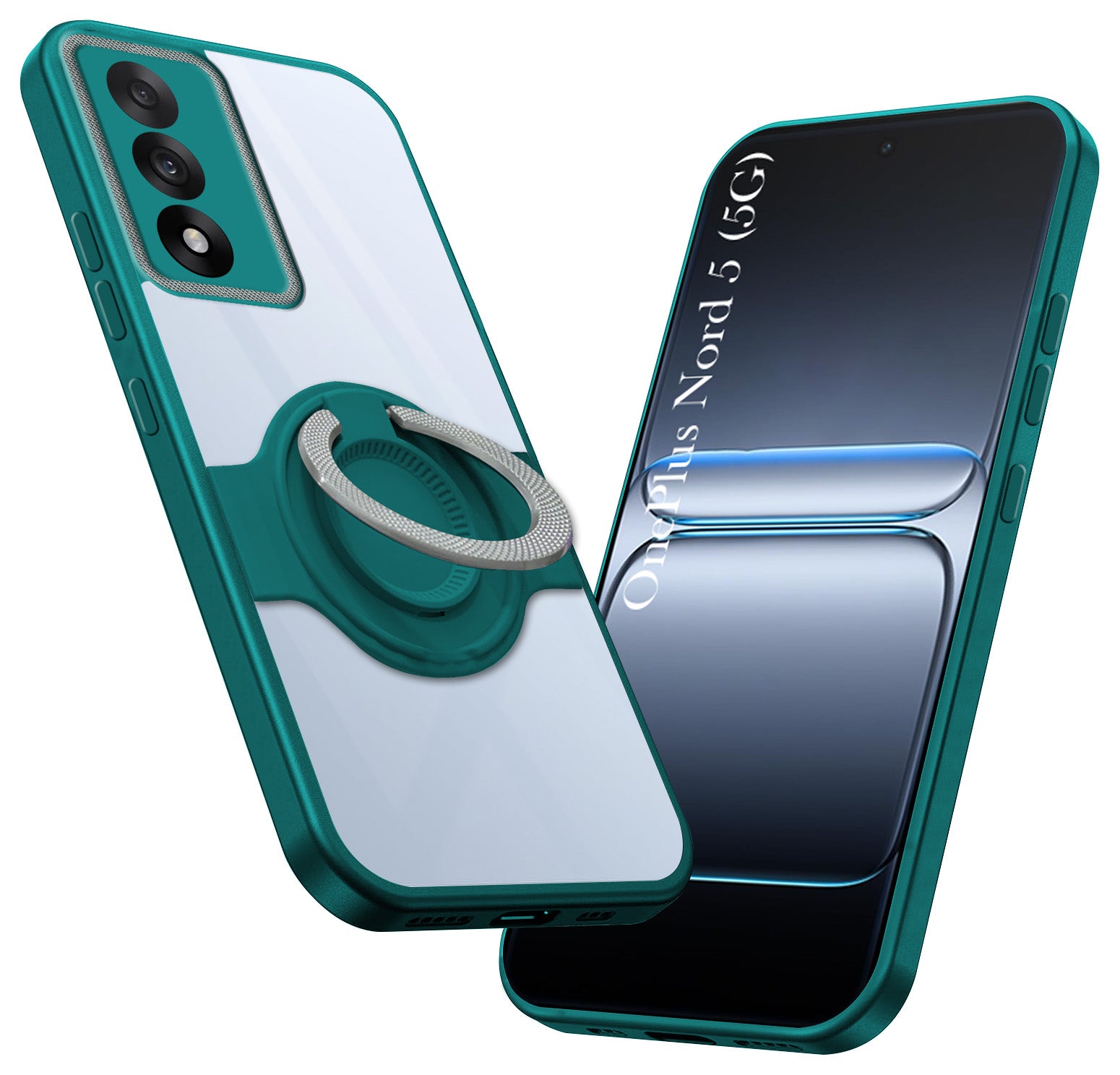 For Oneplus Nord 5 Back Cover Case with stand (Built-in Ring Holder Kickstand | Lifetime Anti Yellow | Camera Protection)