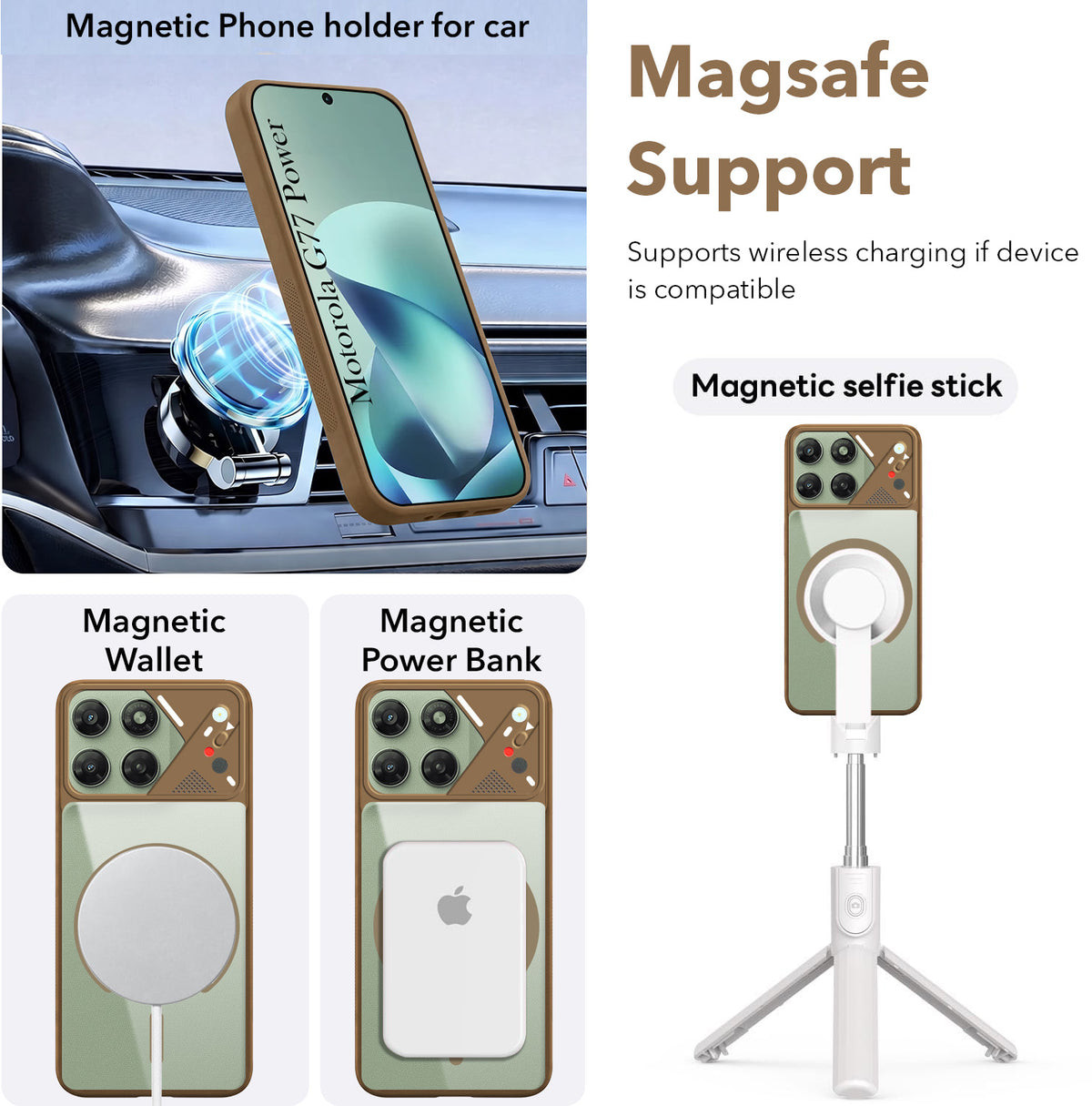 For Motorola Moto G77 Power Back Cover Case Lifetime Anti-Yellow Clear (Camera Protection | Side Grip | Wireless MagSafe Compatible)