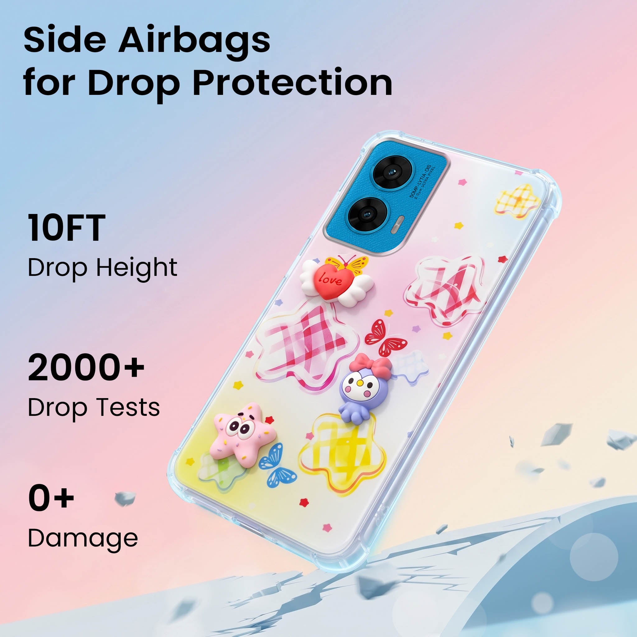 For Motorola Moto G96 Back Cover Case (3D Cute Cartoons | Hard Back Side Soft | Matte Premium Finish | HD Printing)