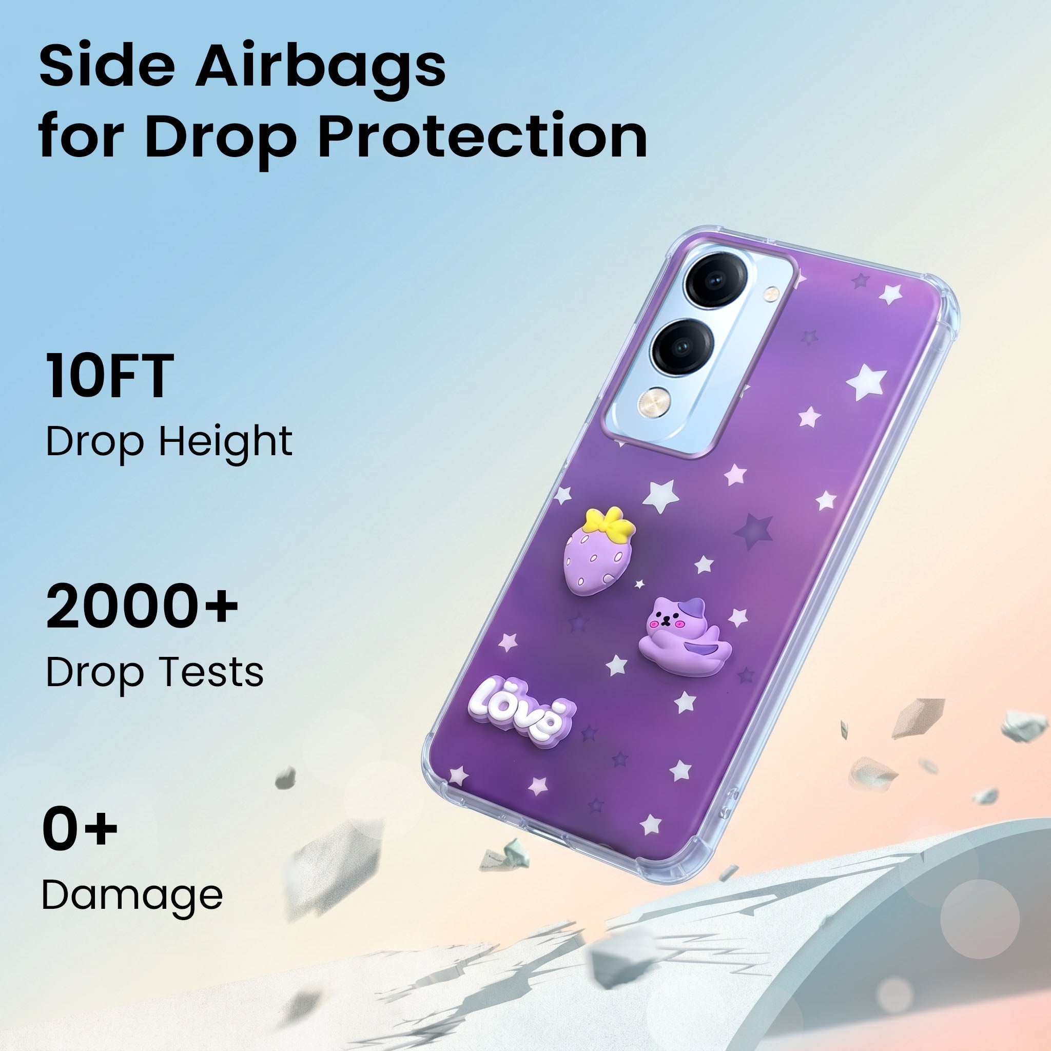 For Vivo iQOO Z10 Lite Back Cover Case (3D Cute Cartoons | Hard Back Side Soft | Matte Premium Finish | HD Printing)