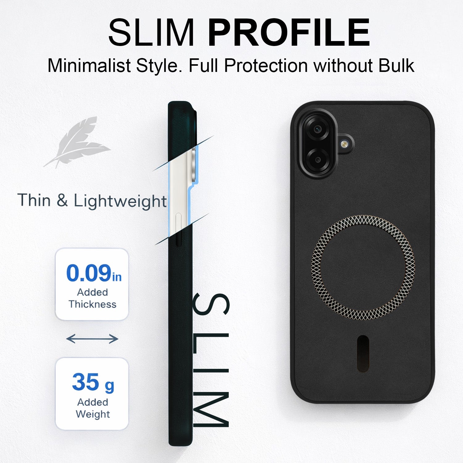 For Samsung Galaxy M07 | Samsung Galaxy F07 Back Cover Case Leather Finish (MagSafe Compatible Wireless Charging | Soft Touch | Camera Bump Protection)