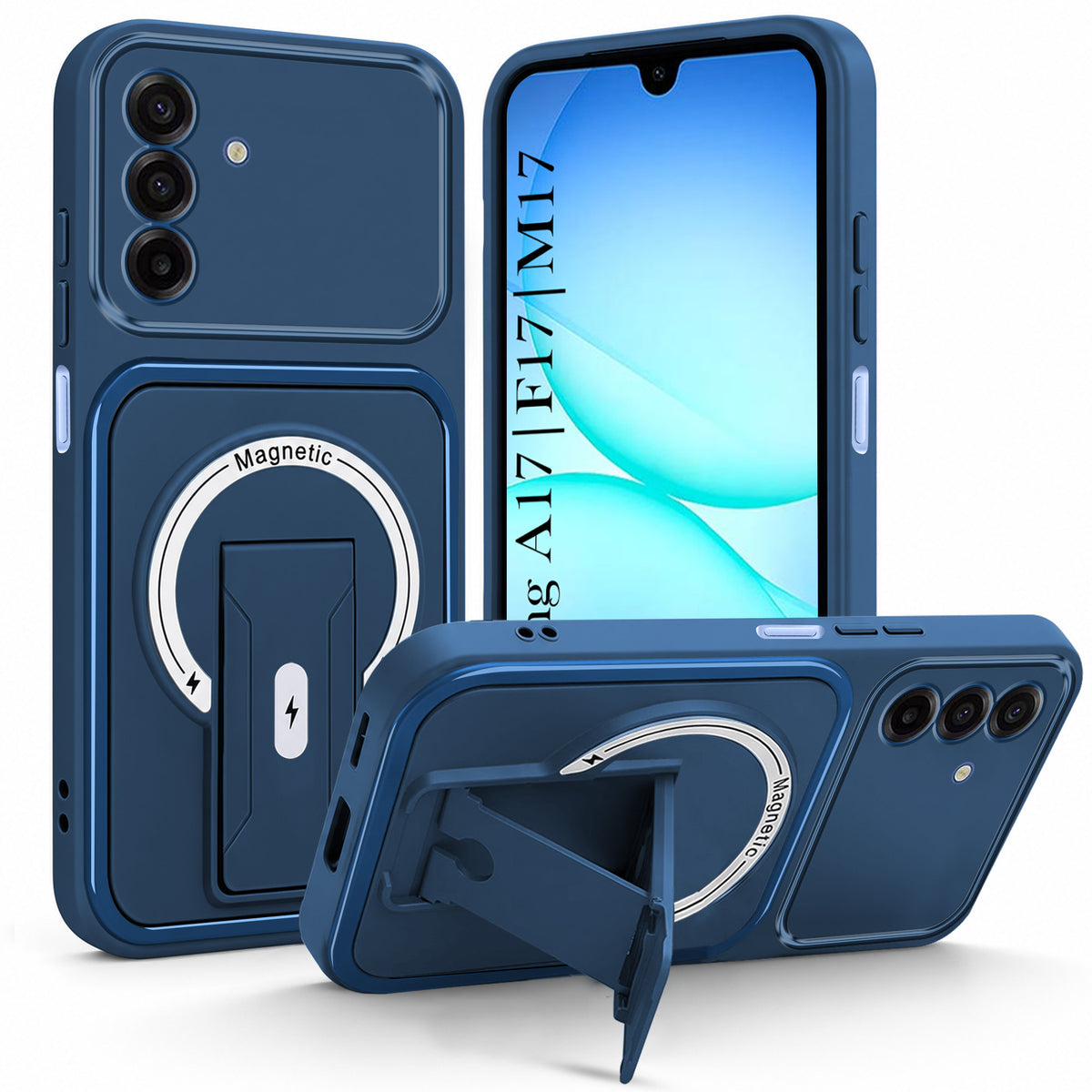 For Samsung Galaxy A17 | F17 | M17 5G Back Case Cover Metallic (Hybrid Armor Kickstand | MagSafe Compatible | Camera Protection Shockproof)
