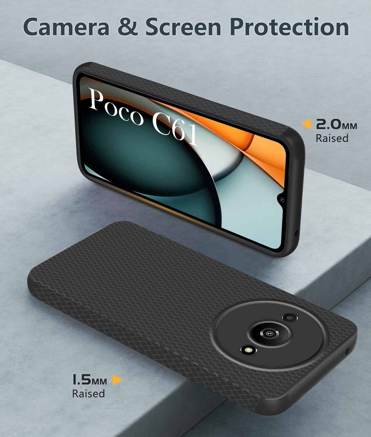 For Xiaomi Poco C61 Back Cover Case (Liquid Silicone | Side Grip | Camera Protection)