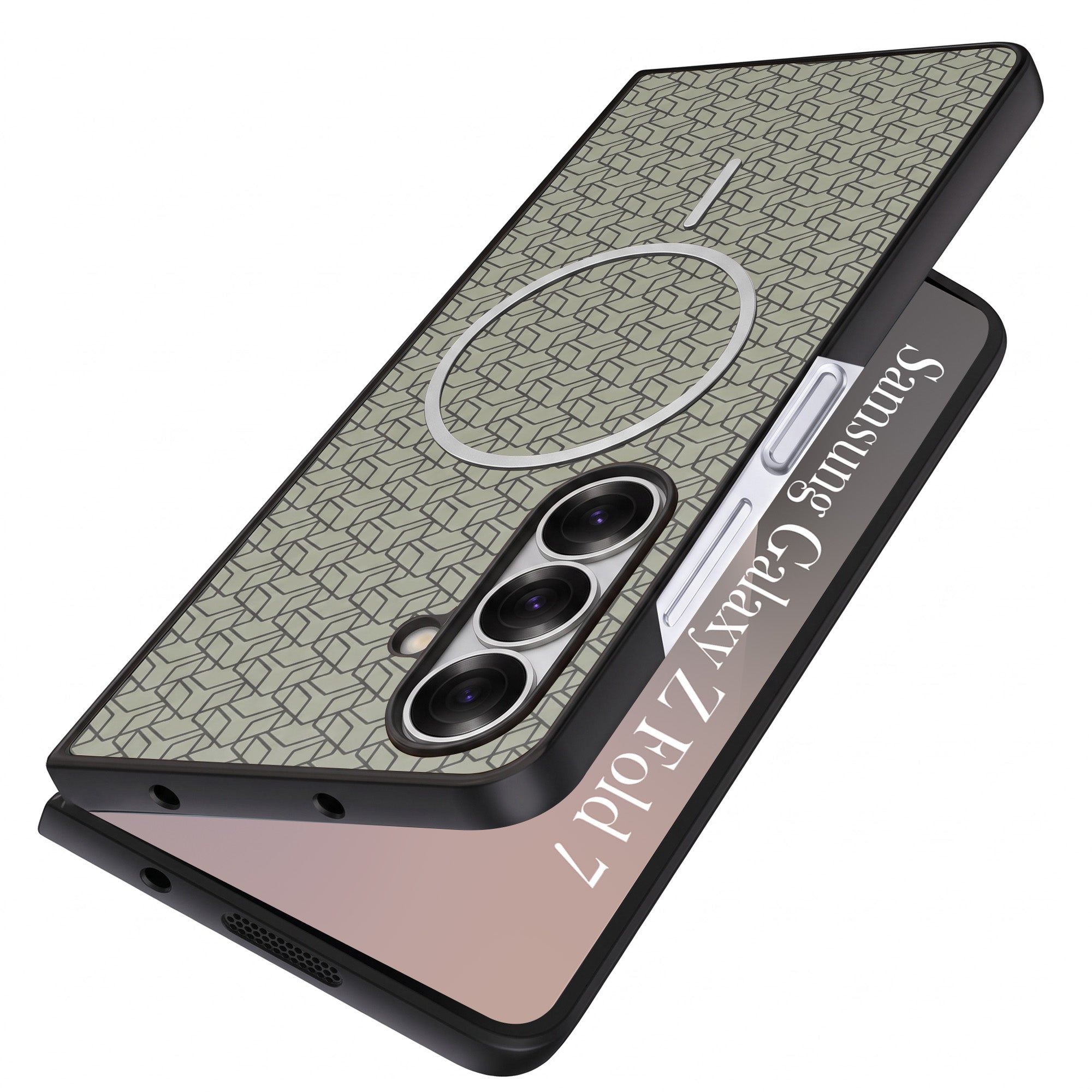For Samsung Galaxy Z Fold 7 Back Cover Case Leather Finish (MagSafe Wireless Charging Compatible | Inside Microfiber Cloth)
