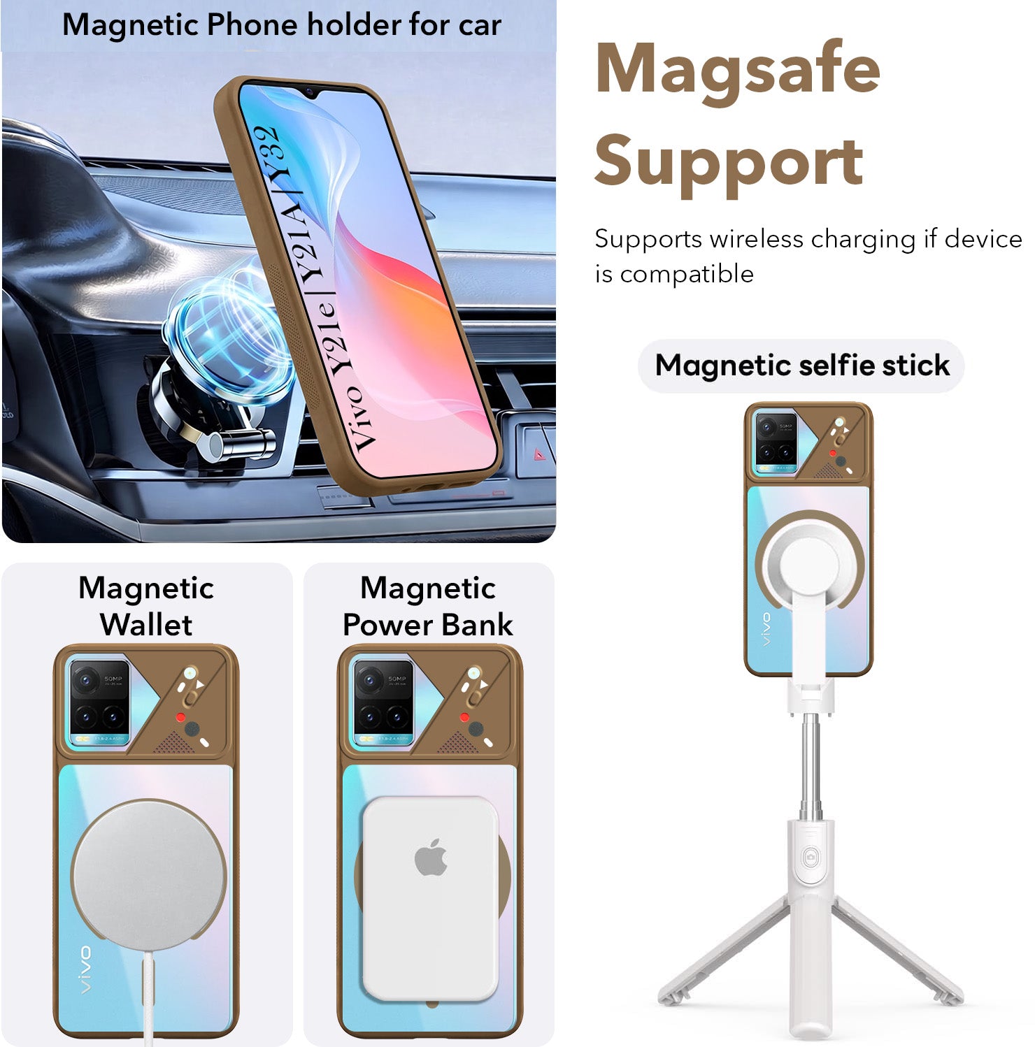 For Vivo Y21e | Vivo Y21A | Vivo Y32 Back Cover Case Lifetime Anti-Yellow Clear (Camera Protection | Side Grip | Wireless MagSafe Compatible)