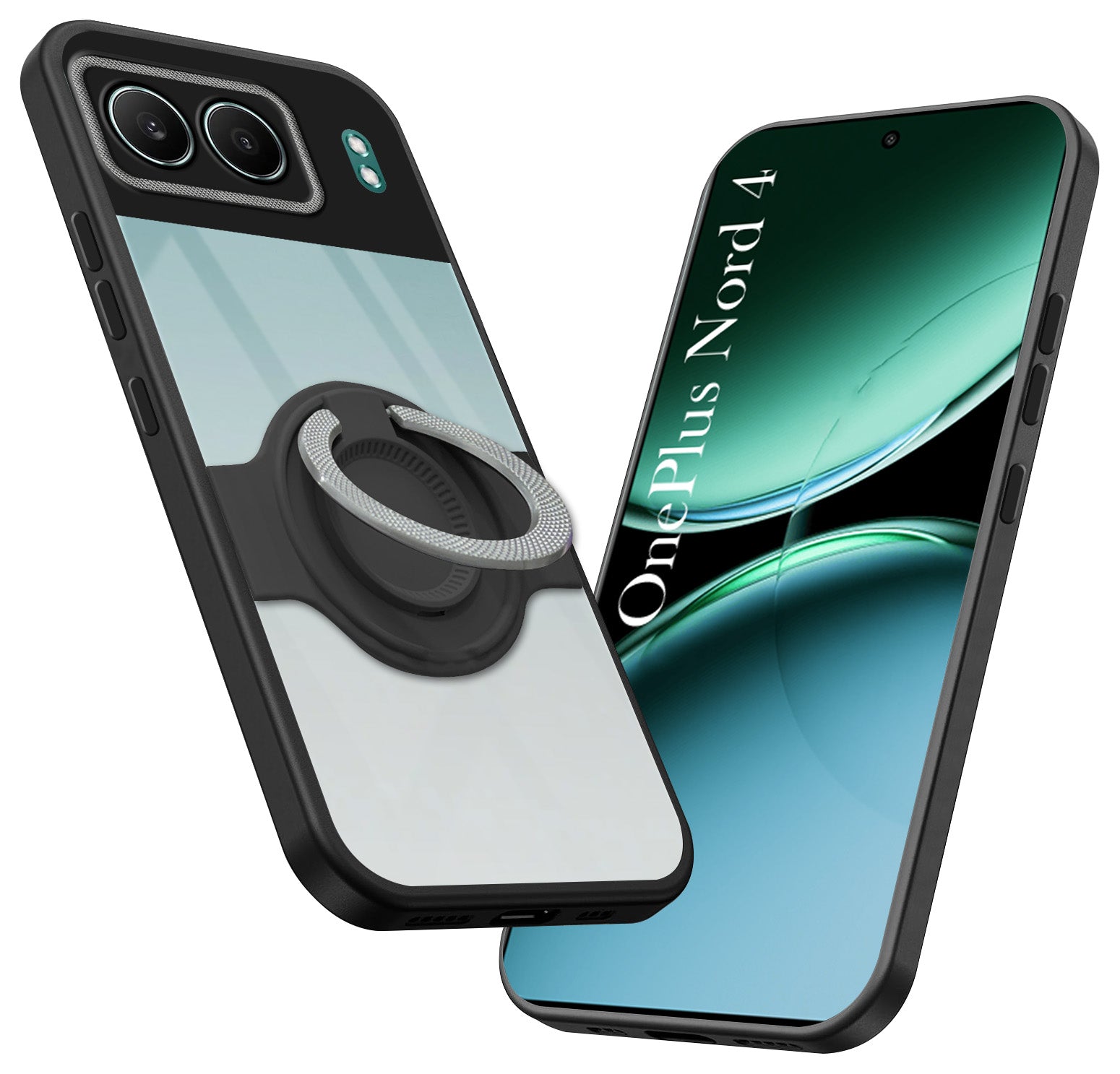 For Oneplus Nord 4 Back Cover Case with stand (Built-in Ring Holder Kickstand | Lifetime Anti Yellow | Camera Protection)
