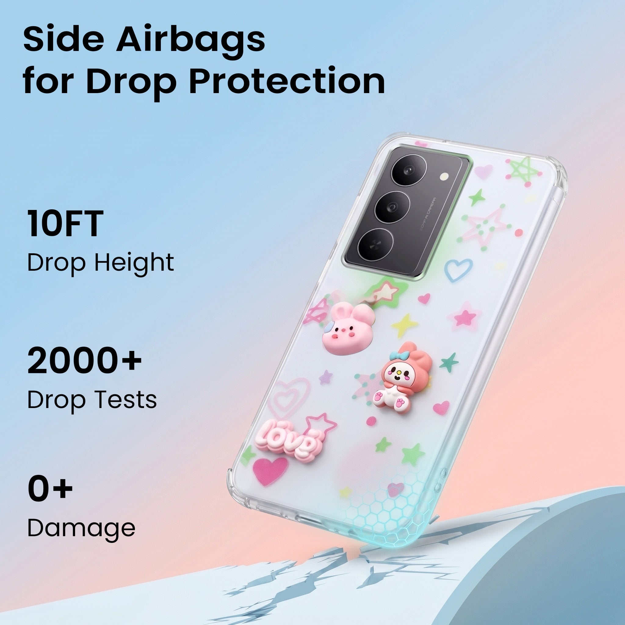 For Realme 14X Back Cover Case (3D Cute Cartoons | Hard Back Side Soft | Matte Premium Finish | HD Printing)