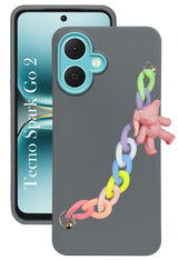 For Tecno Spark Go 2 Back Cover Case ( Wrist Hanging Chain | Teddy Bracelet Charms | Dual Color Matte Finish | Full Camera Protection | Sleek and Professional)