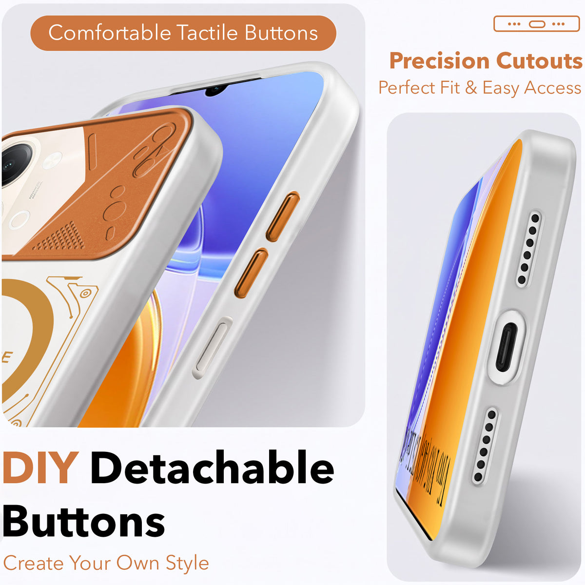 For Vivo Y05 4G | Vivo T5 Lite 5G Metallic Back Cover Case (Metallic Camera Protection & Buttons | Translucent Milky Shade | Hard Polycarbonate)