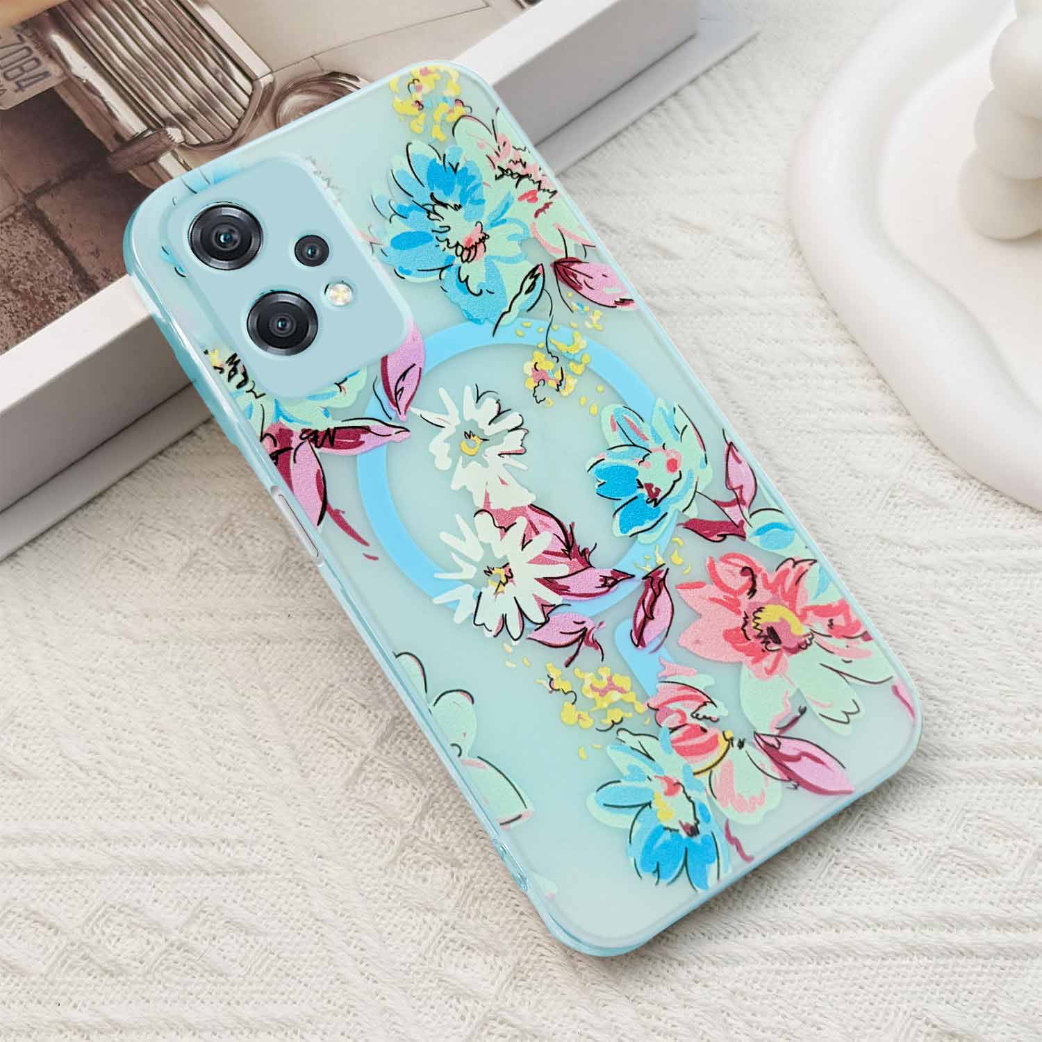 For OnePlus Nord CE 2 Lite Back Cover Case (Cute Floral Design | Flower Print for Girls | MagSafe Compatible Wireless Charging)