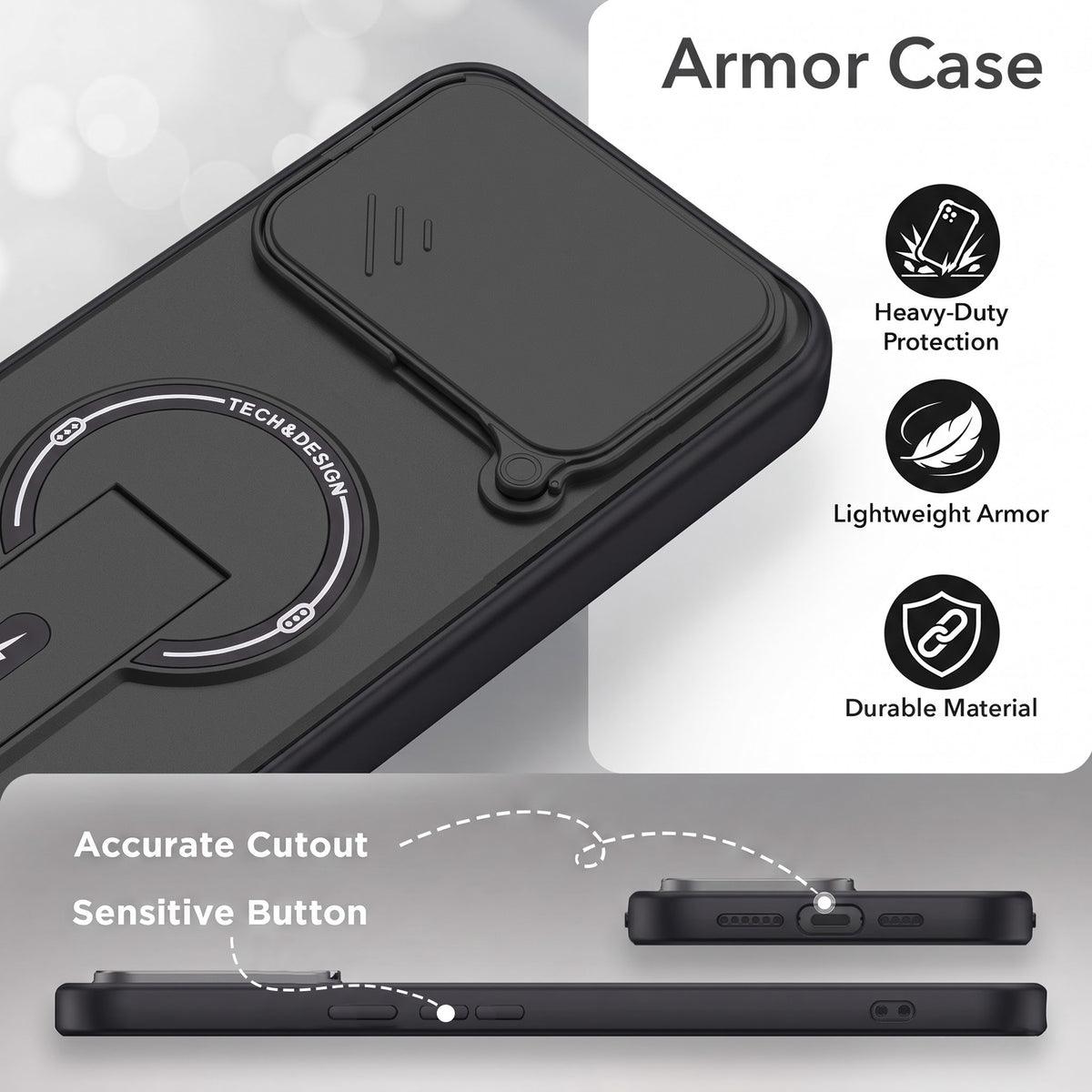 For Google Pixel 11 Back Case Cover Metallic (Hybrid Armor Kickstand | Sliding Shutter Camera Protection | MagSafe Compatible)