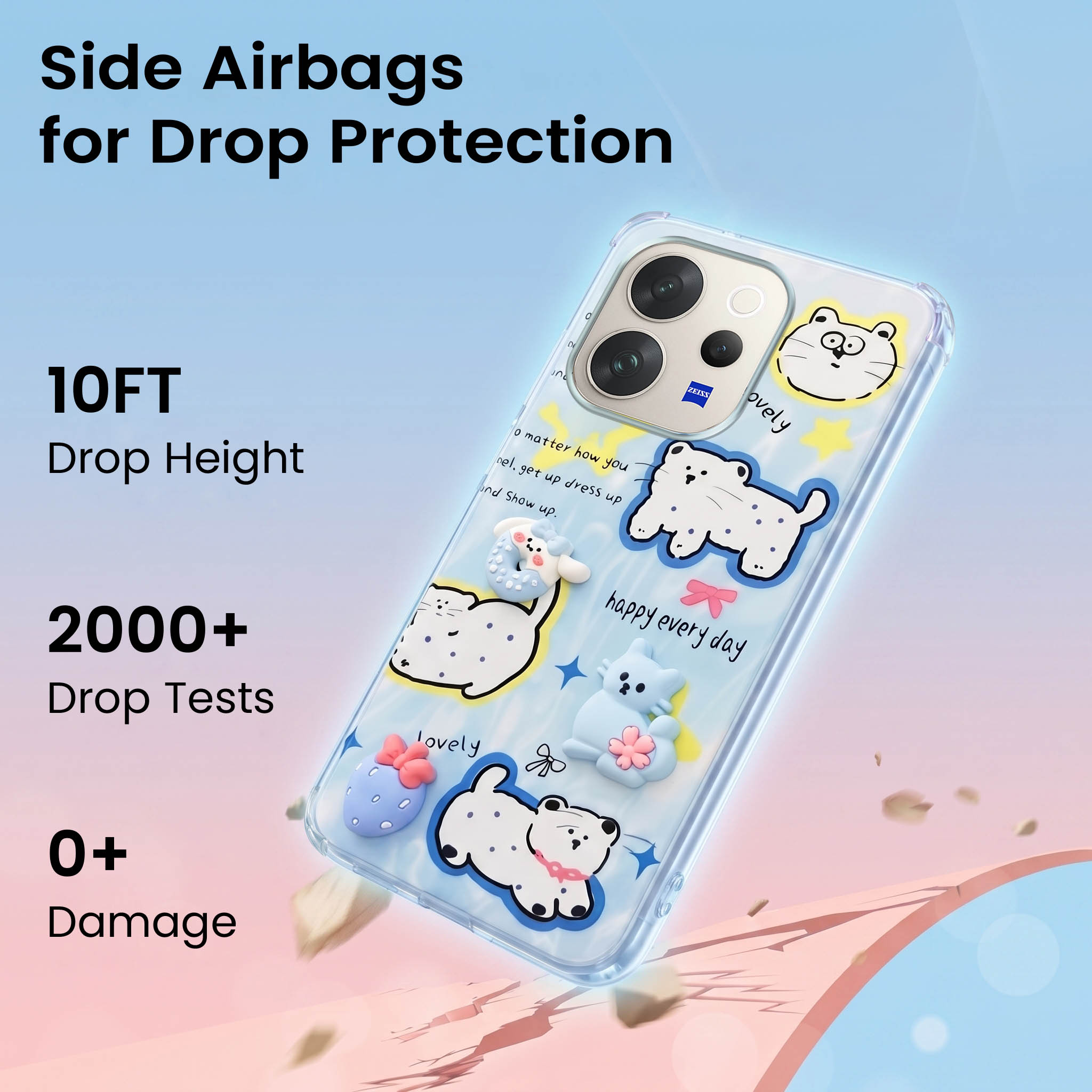For Vivo V70 | Vivo V70 Elite 5G Back Cover Case (3D Cute Cartoons | Hard Back Side Soft | Matte Premium Finish | HD Printing)