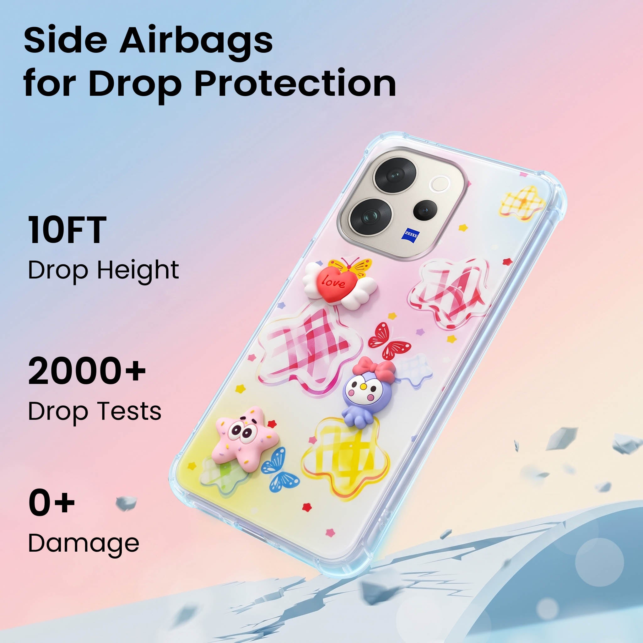 For Vivo V70 | Vivo V70 Elite 5G Back Cover Case (3D Cute Cartoons | Hard Back Side Soft | Matte Premium Finish | HD Printing)