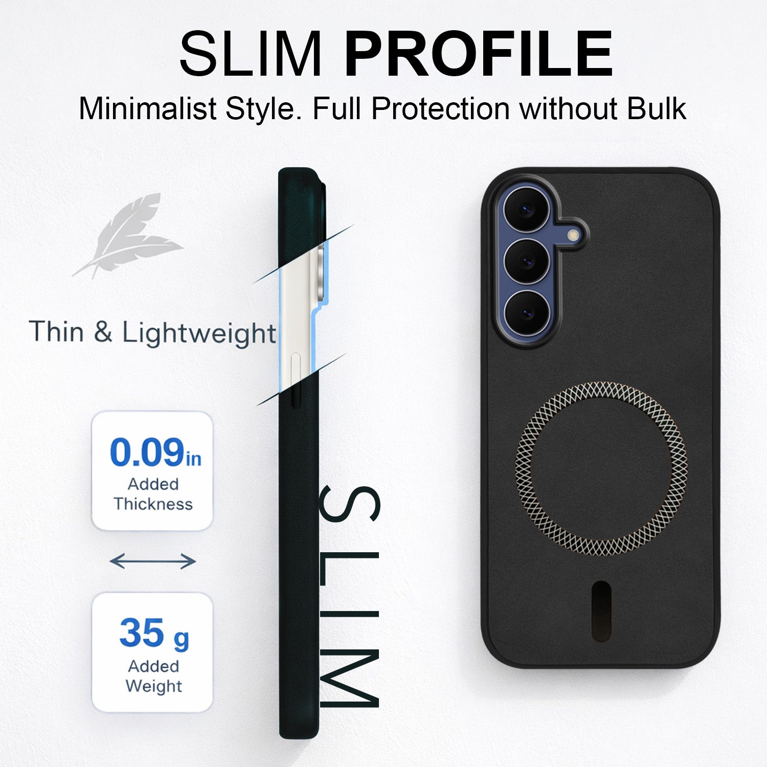 For Samsung Galaxy S25 FE Back Cover Case Leather Finish (MagSafe Compatible Wireless Charging | Soft Touch | Camera Bump Protection)