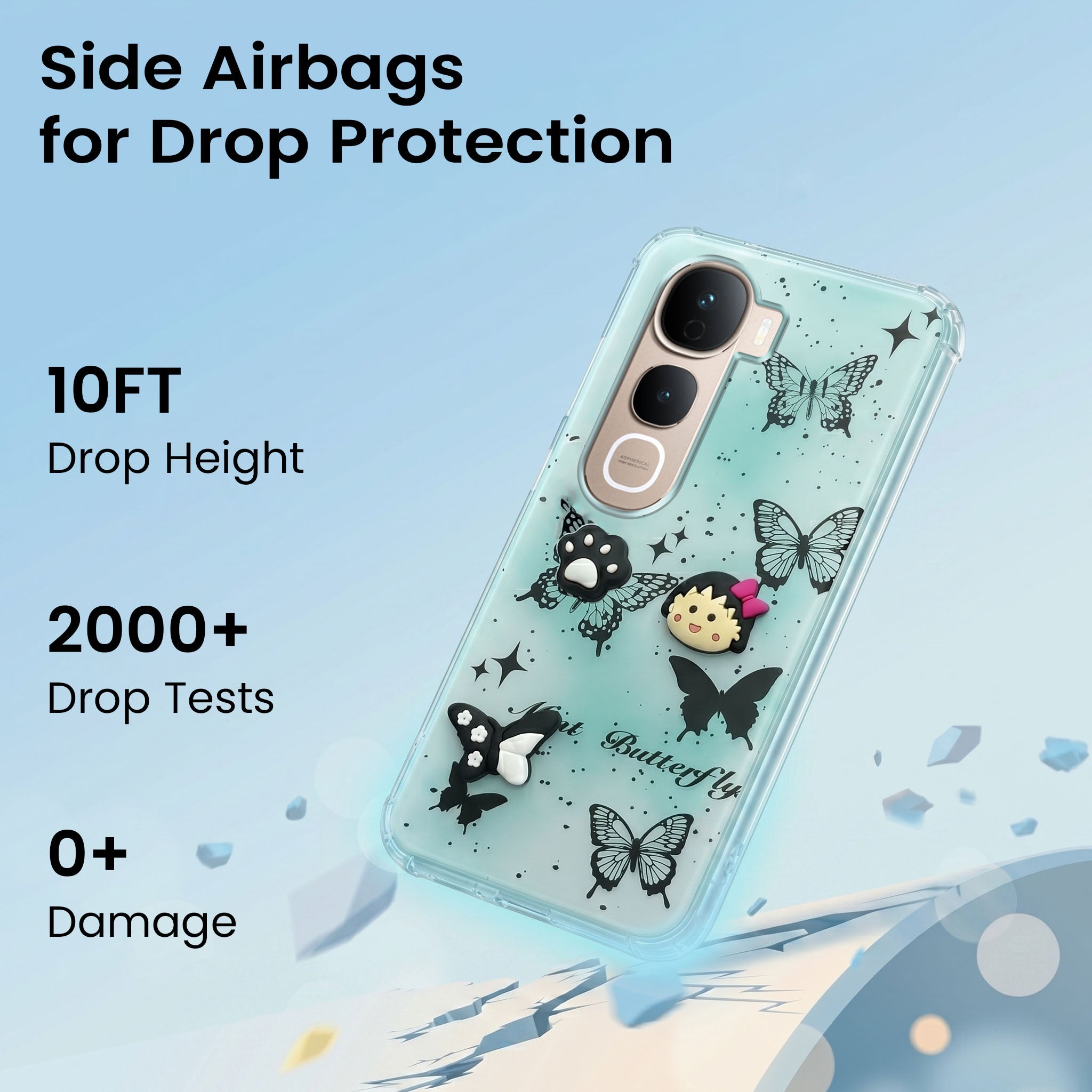 For Vivo Y400 Pro Back Cover Case (3D Cute Cartoons | Hard Back Side Soft | Matte Premium Finish | HD Printing)
