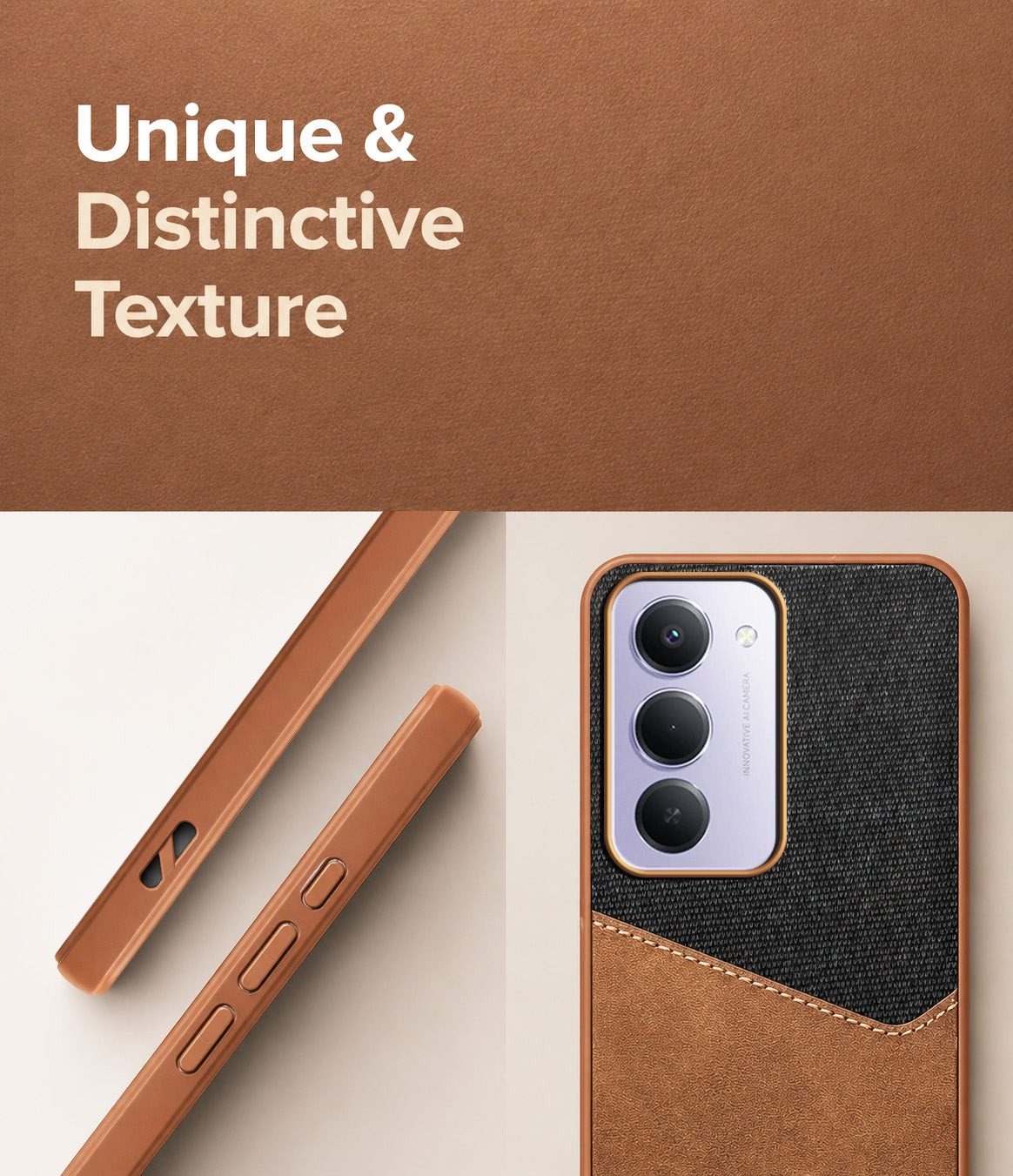 For Redmi 15 Back Cover Case (Dual PU Leather Stitch | Professional Minimalist | Soft and Flexible)