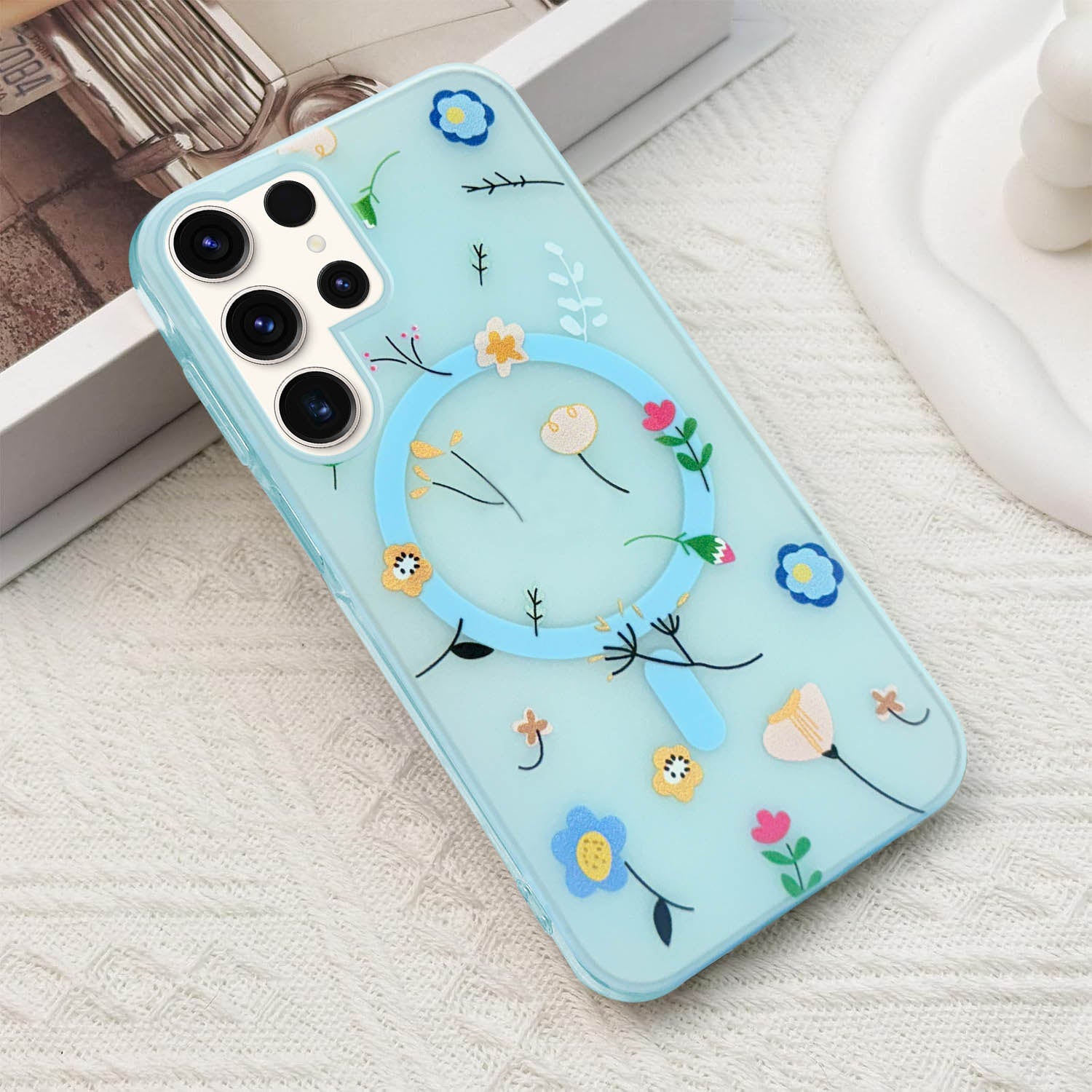 For Samsung Galaxy S23 Ultra Back Cover Case (Cute Floral Design | Flower Print for Girls | MagSafe Compatible Wireless Charging)