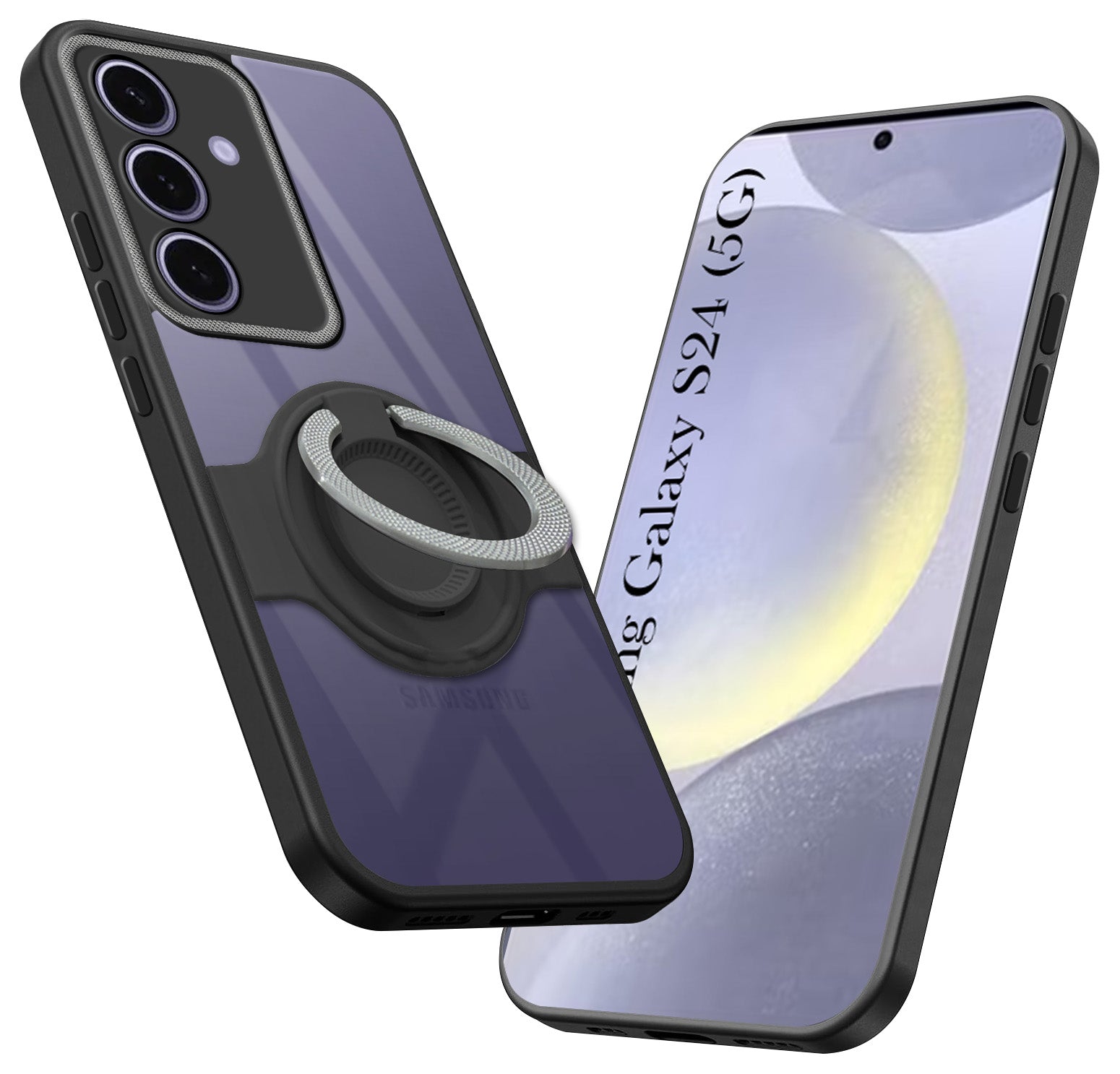 For Samsung Galaxy S24 Back Cover Case with stand (Built-in Ring Holder Kickstand | Lifetime Anti Yellow | Camera Protection)