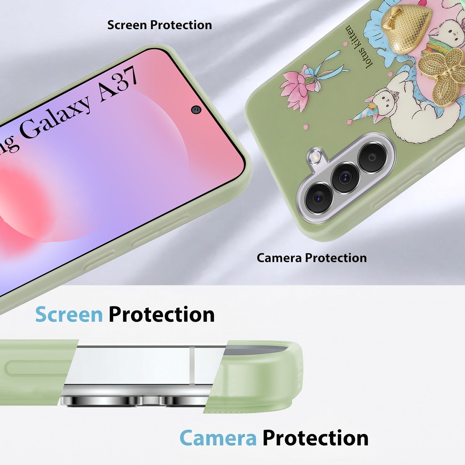 For Samsung Galaxy A37 5G Back Cover Case (3D Cute Heart Strap Holder | Camera Protection | Designer Girls Print)