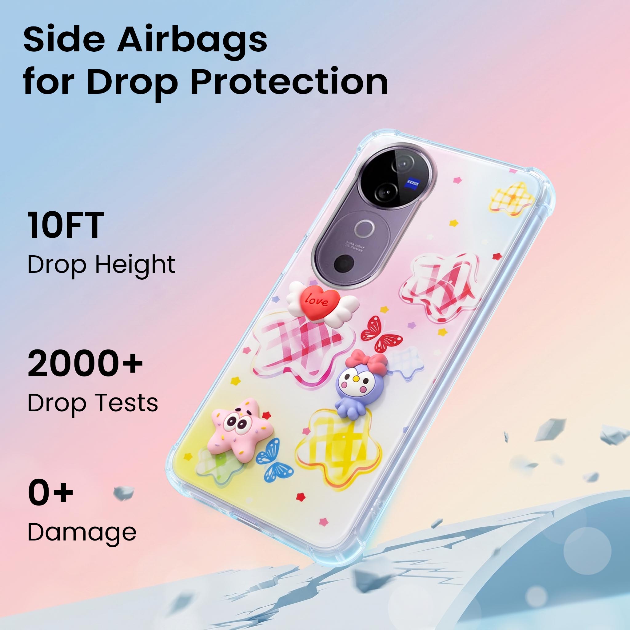 For Vivo V40 | Vivo V40 Pro 5G Back Cover Case (3D Cute Cartoons | Hard Back Side Soft | Matte Premium Finish | HD Printing)