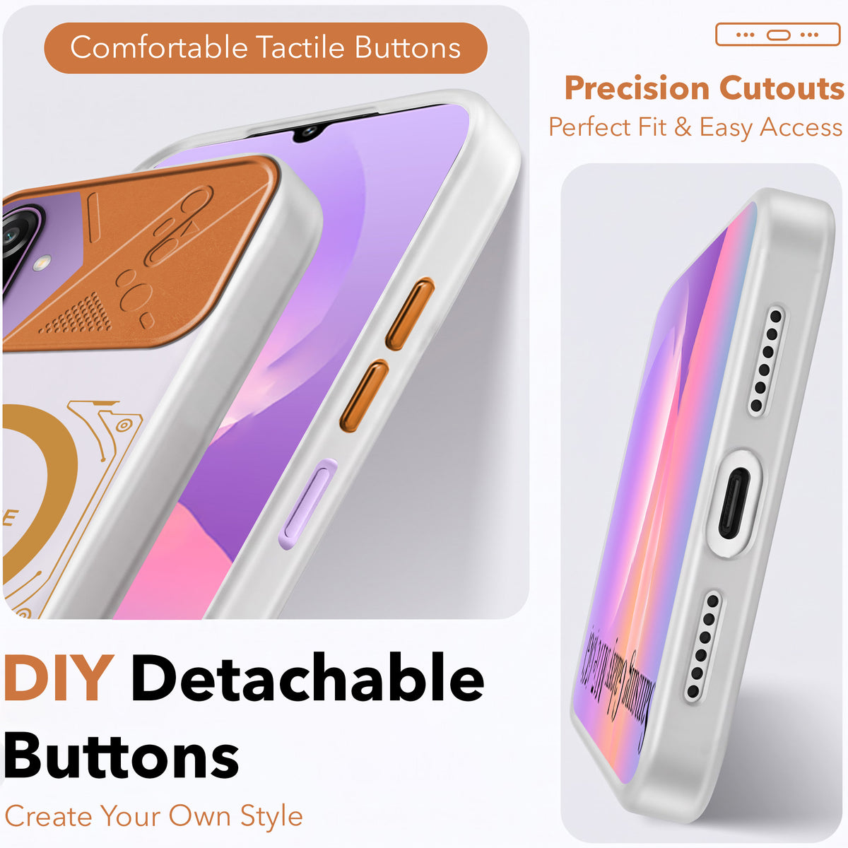 For Samsung Galaxy M17e Metallic Back Cover Case (Metallic Camera Protection & Buttons | Translucent Milky Shade | Hard Polycarbonate)