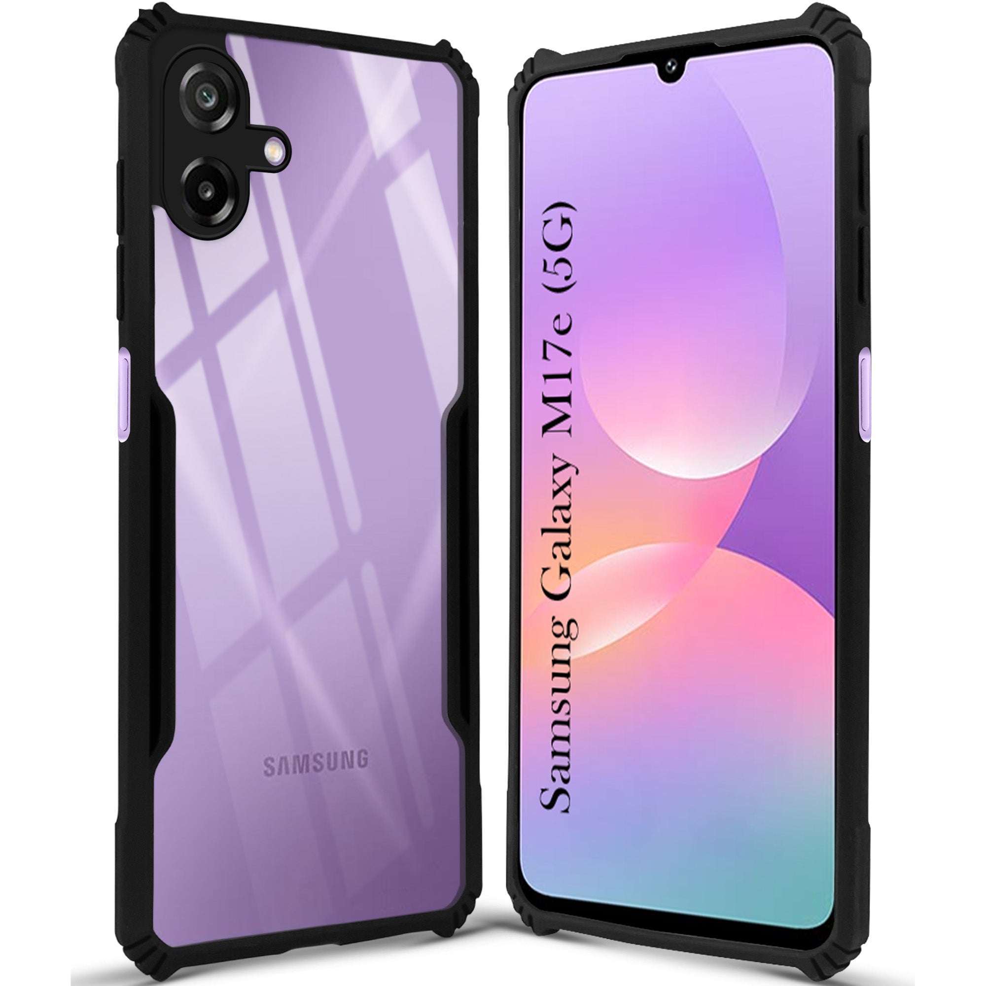 For Samsung Galaxy M17e Back Cover Case Hybrid (Shockproof with Polycarbonate Clear Panel | Professional Black)
