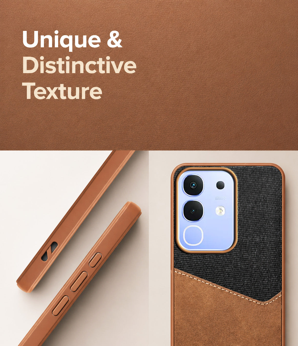 For Vivo iQOO Z10x Back Cover Case (Dual PU Leather Stitch | Professional Minimalist | Soft and Flexible)