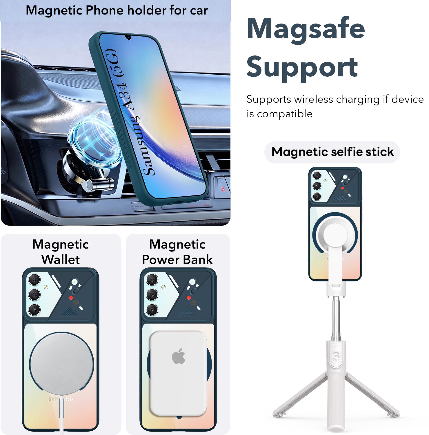 For Samsung Galaxy A34 5G Back Cover Case Lifetime Anti-Yellow Clear (Camera Protection | Side Grip | Wireless MagSafe Compatible)