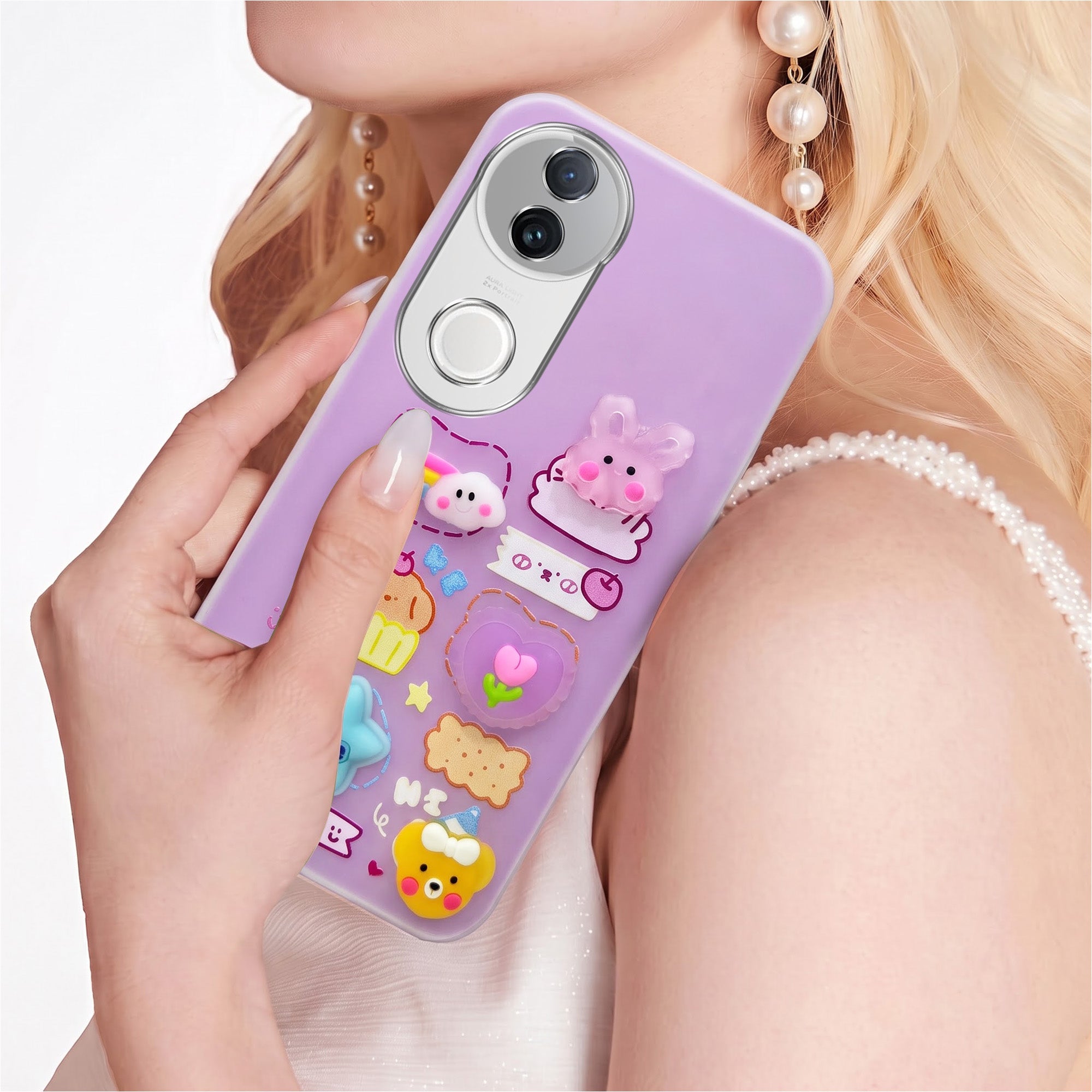 For Vivo iQOO Z10R Back Cover Case (3D Cute Cartoons | Hard Back Side Soft | Matte Premium Finish | HD Printing)
