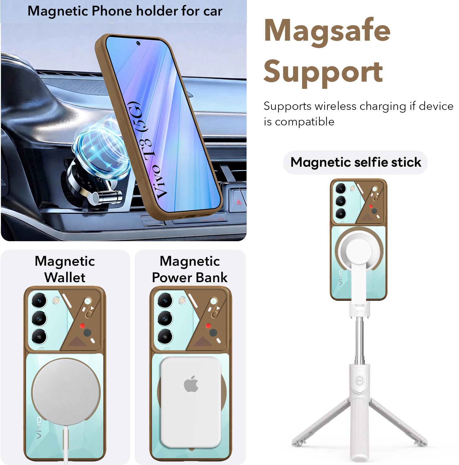 For Vivo T3 5G Back Cover Case Lifetime Anti-Yellow Clear (Camera Protection | Side Grip | Wireless MagSafe Compatible)