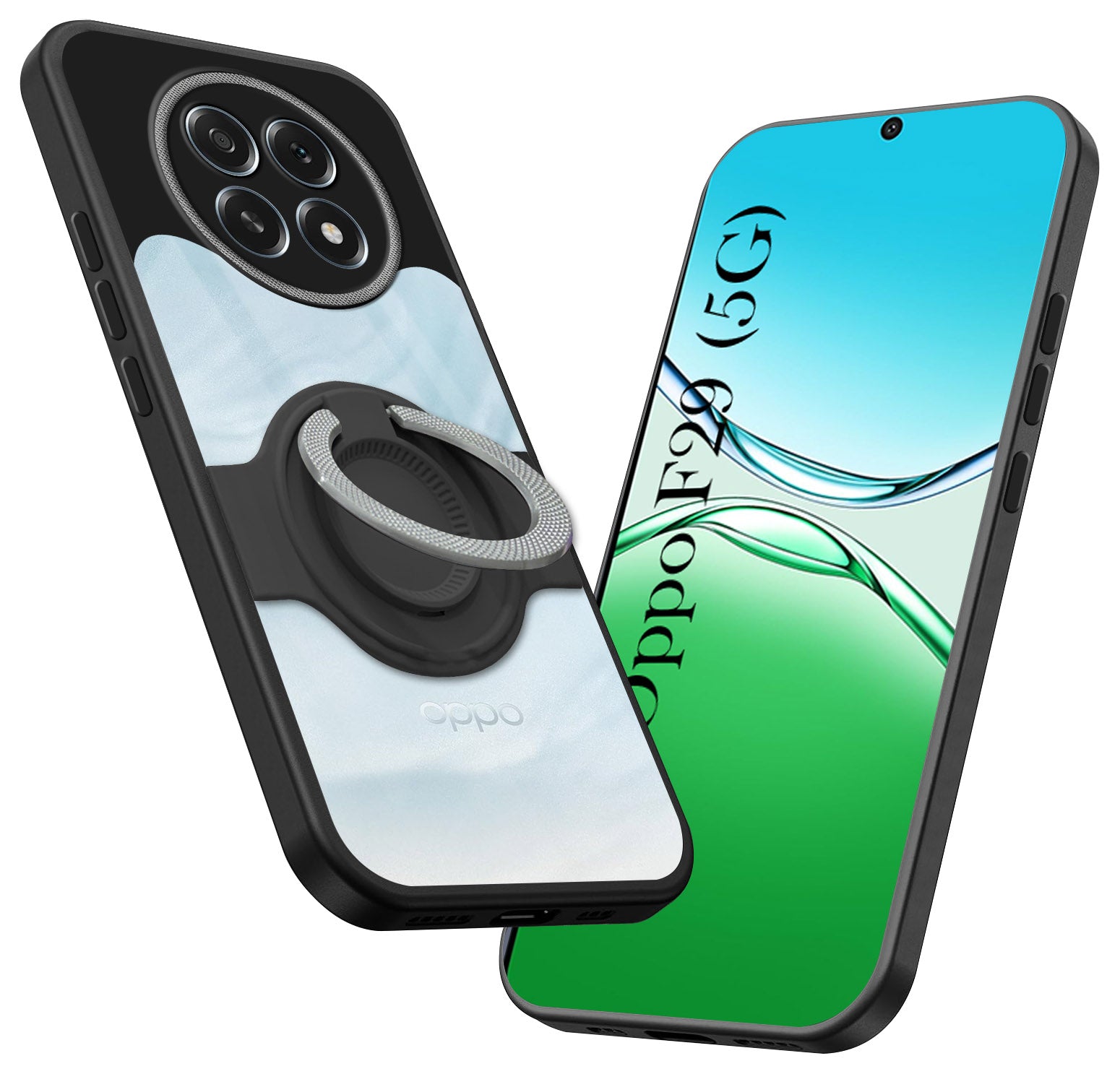 For Oppo F29 Back Cover Case with stand (Built-in Ring Holder Kickstand | Lifetime Anti Yellow | Camera Protection)