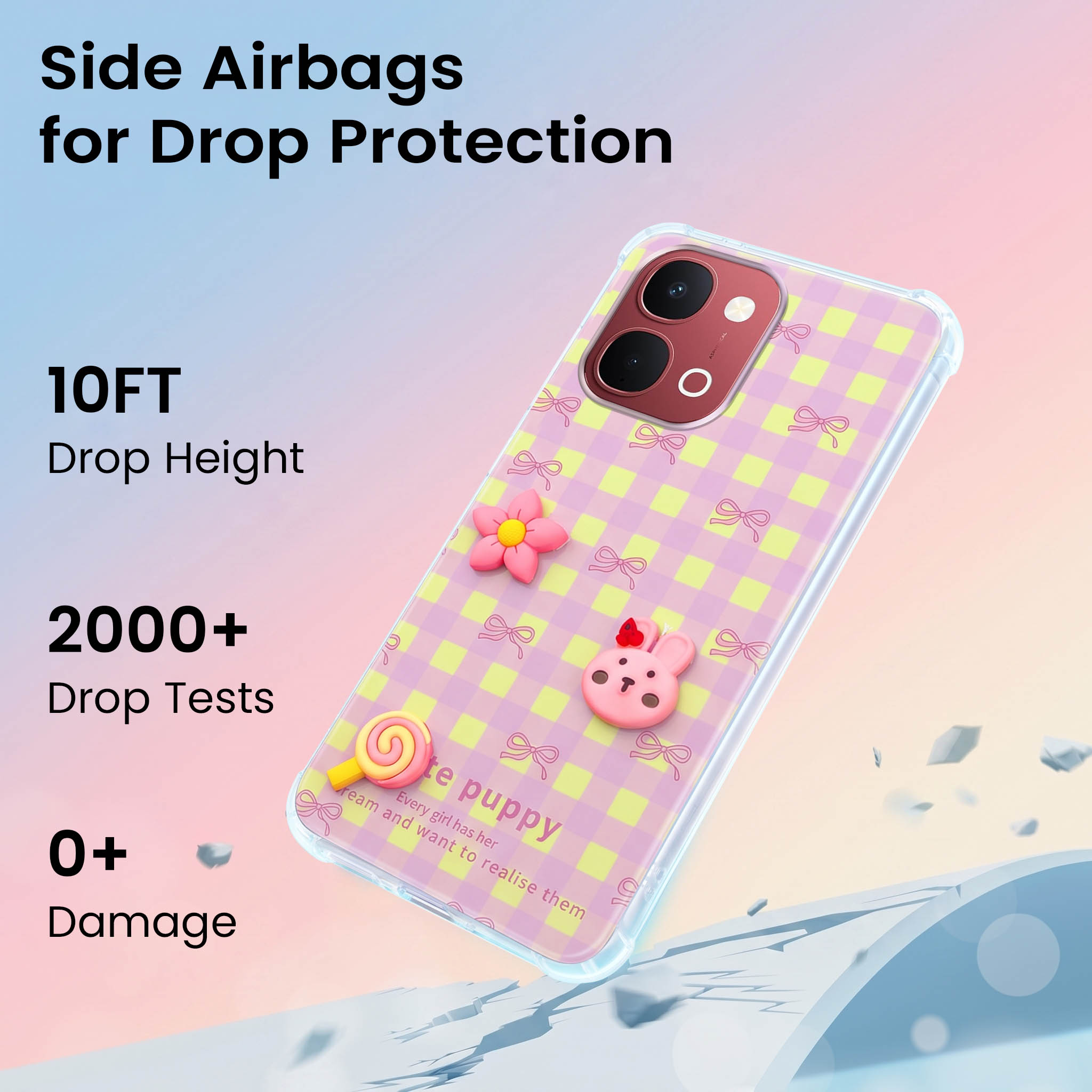 For Vivo Y31T 5G Back Cover Case (3D Cute Cartoons | Hard Back Side Soft | Matte Premium Finish | HD Printing)