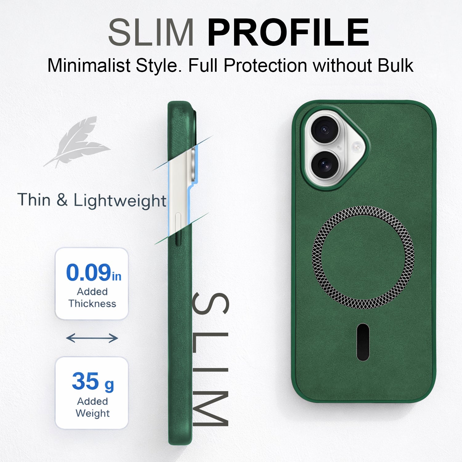 For Apple iPhone 16 Back Cover Case (Sleek Leather Finish | MagSafe Compatible Wireless Charging | Camera Bump Protection)