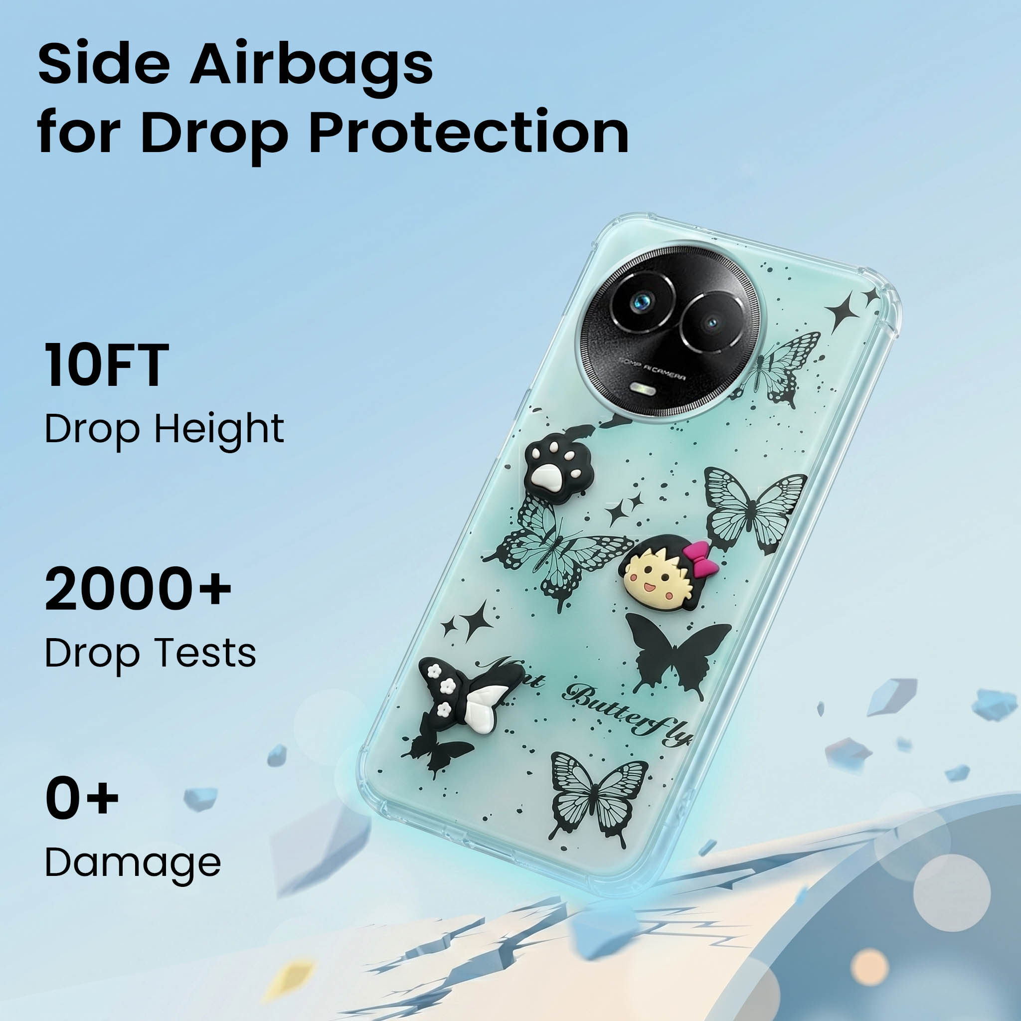 For Realme Narzo 60x Back Cover Case (3D Cute Cartoons | Hard Back Side Soft | Matte Premium Finish | HD Printing)