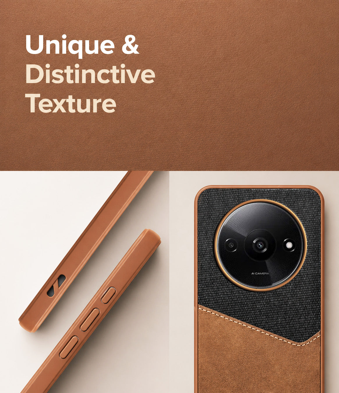 For Xiaomi Redmi A3 2024 | A3X Back Cover Case (Dual PU Leather Stitch | Professional Minimalist | Soft and Flexible)