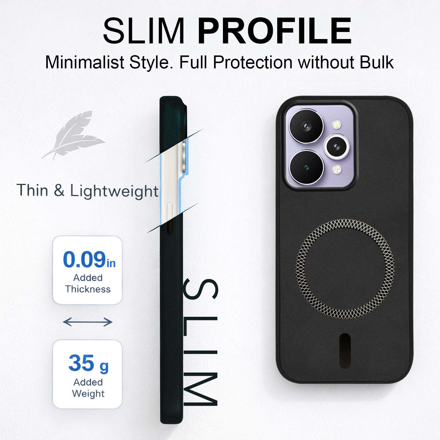 For Realme 15 Pro Back Cover Case Leather Finish (MagSafe Compatible Wireless Charging | Soft Touch | Camera Bump Protection)
